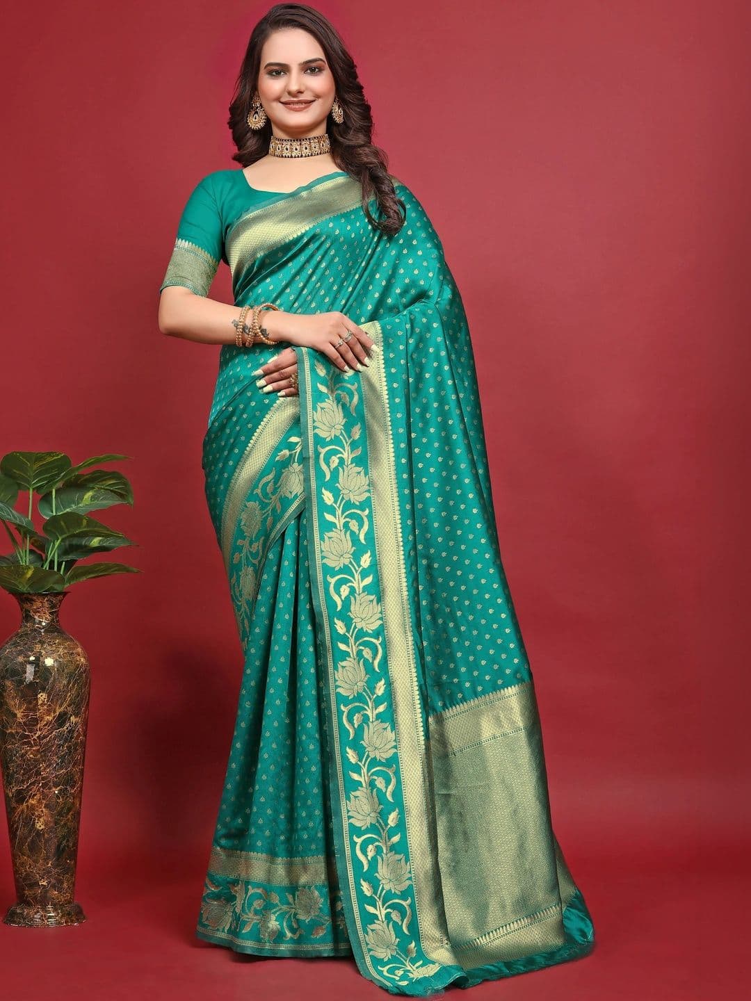 NENU CREATION Ethnic Motifs Zari Silk Blend Saree - view 1