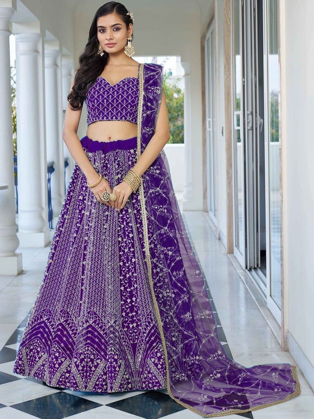 REELOVE FACTORY Embellished Semi-Stitched Lehenga & Blouse With Dupatta - view 1