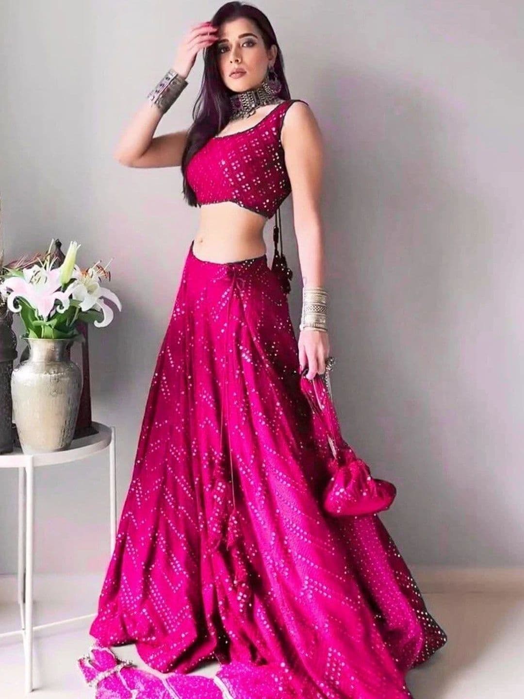 REELOVE FACTORY Embellished Sequinned Foil Print Ready to Wear Lehenga & Unstitched Blouse With Dupatta - view 1