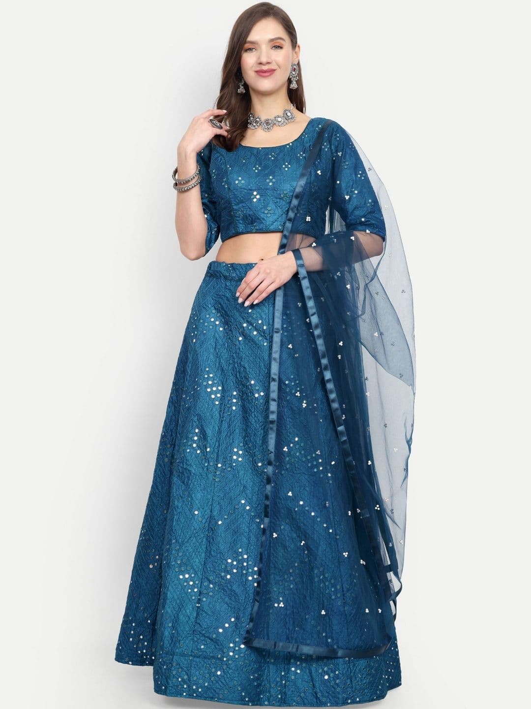 UDBHAV EXPORT Embellished Sequinned Ready to Wear Lehenga & Blouse With Dupatta - view 1