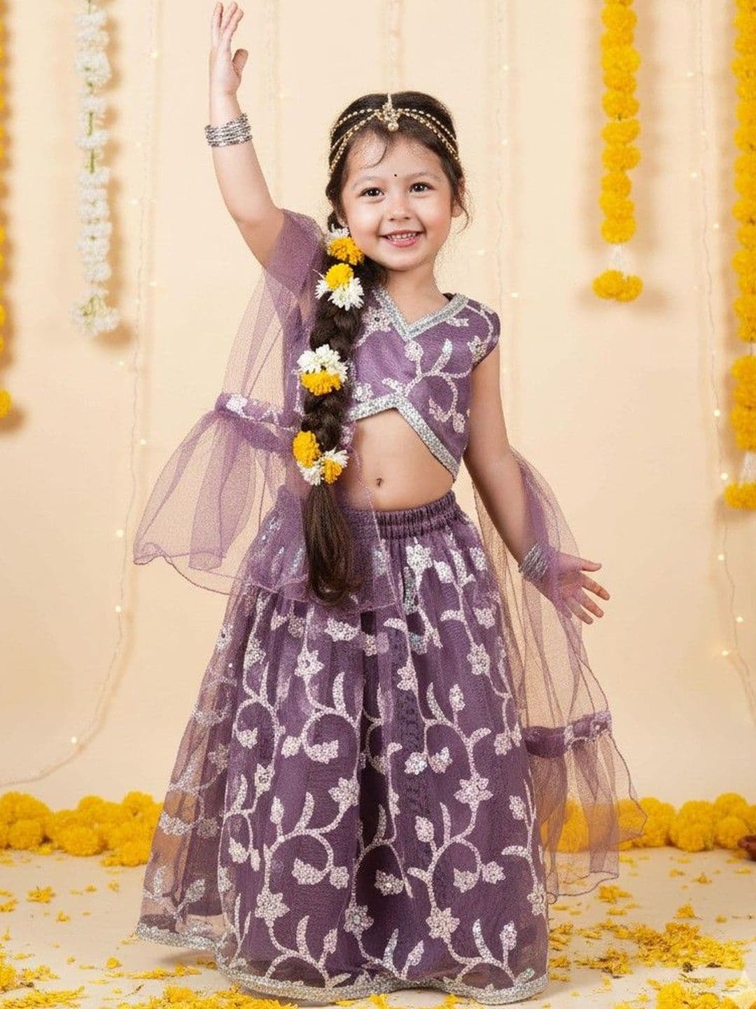 Titrit Girls Embellished Sequinned Ready to Wear Lehenga & Blouse With Dupatta - view 1