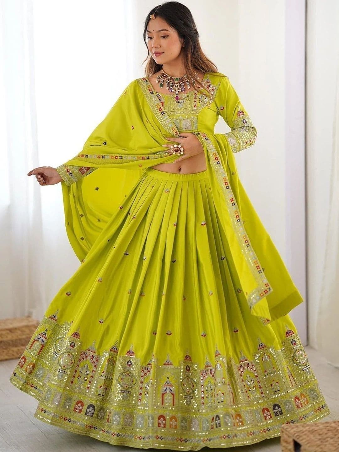 REELOVE FACTORY Embellished Sequinned Semi-Stitched Lehenga & Blouse With Dupatta - view 1