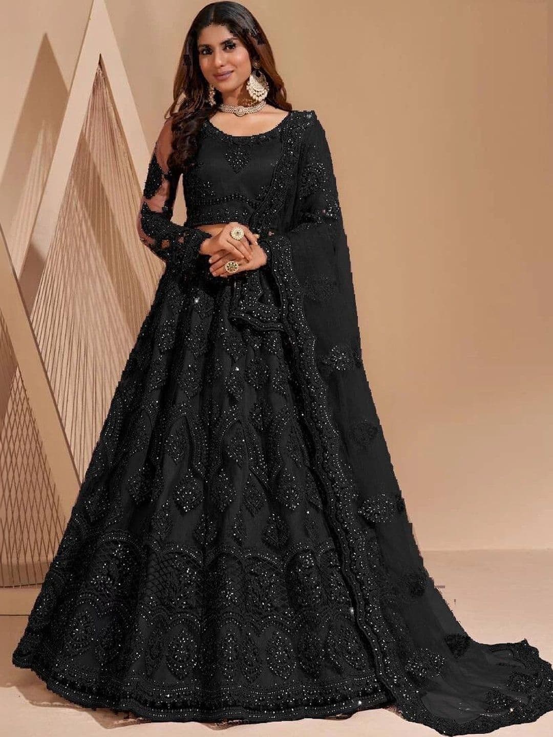 REELOVE FACTORY Embellished Sequinned Semi-Stitched Lehenga & Unstitched Blouse With Dupatta - view 1