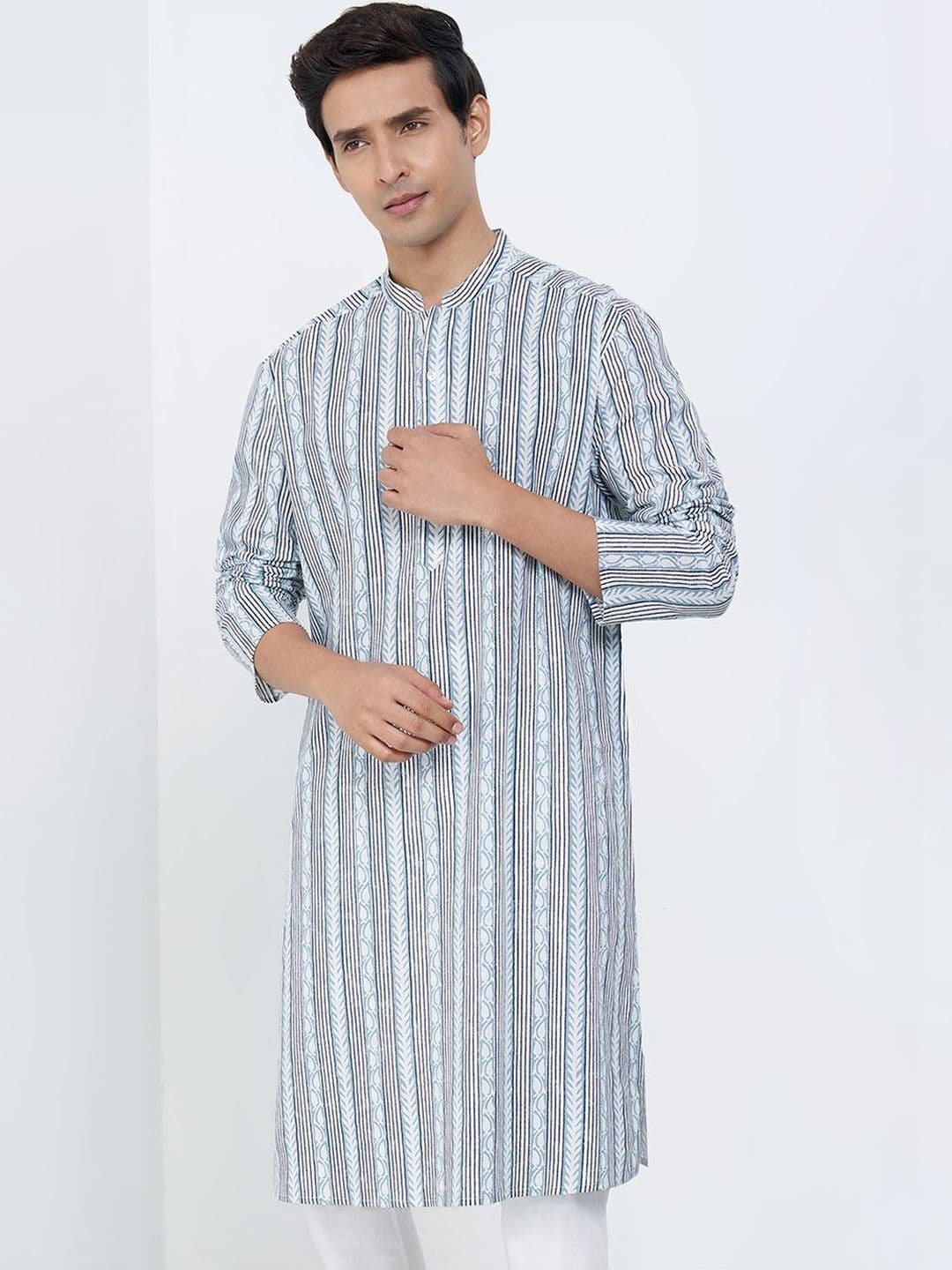 indus route by Pantaloons Men Striped Kurta - view 1
