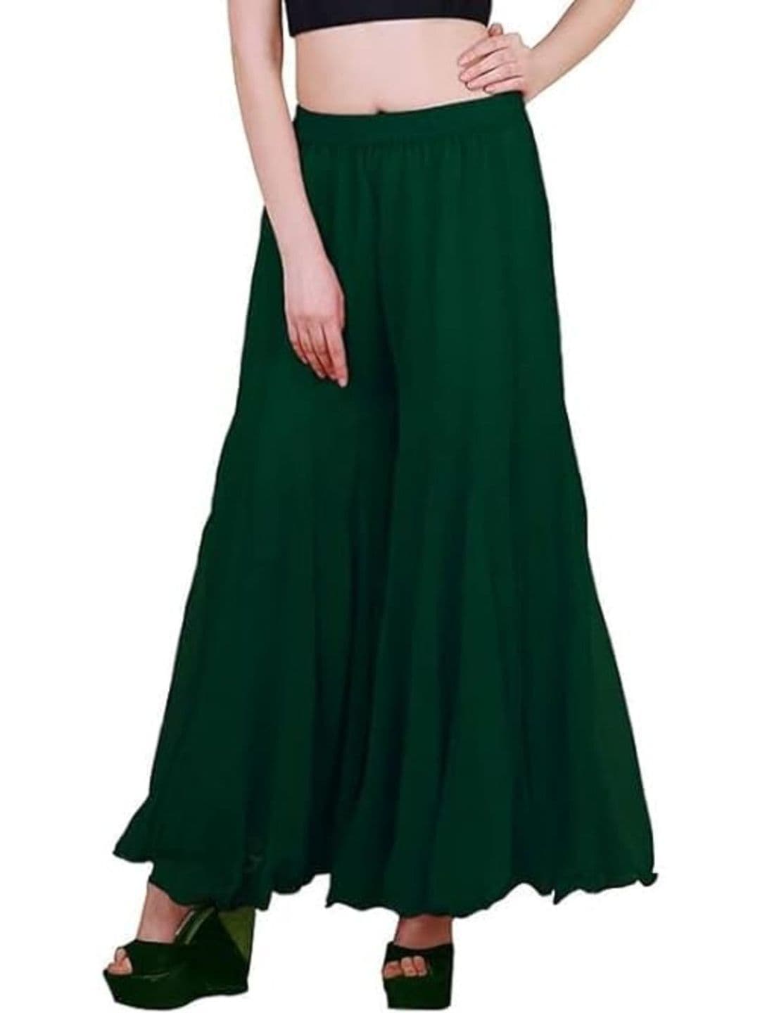 ERUDITE CLUB Women 2 Flared Georgette Ethnic Palazzos - view 1