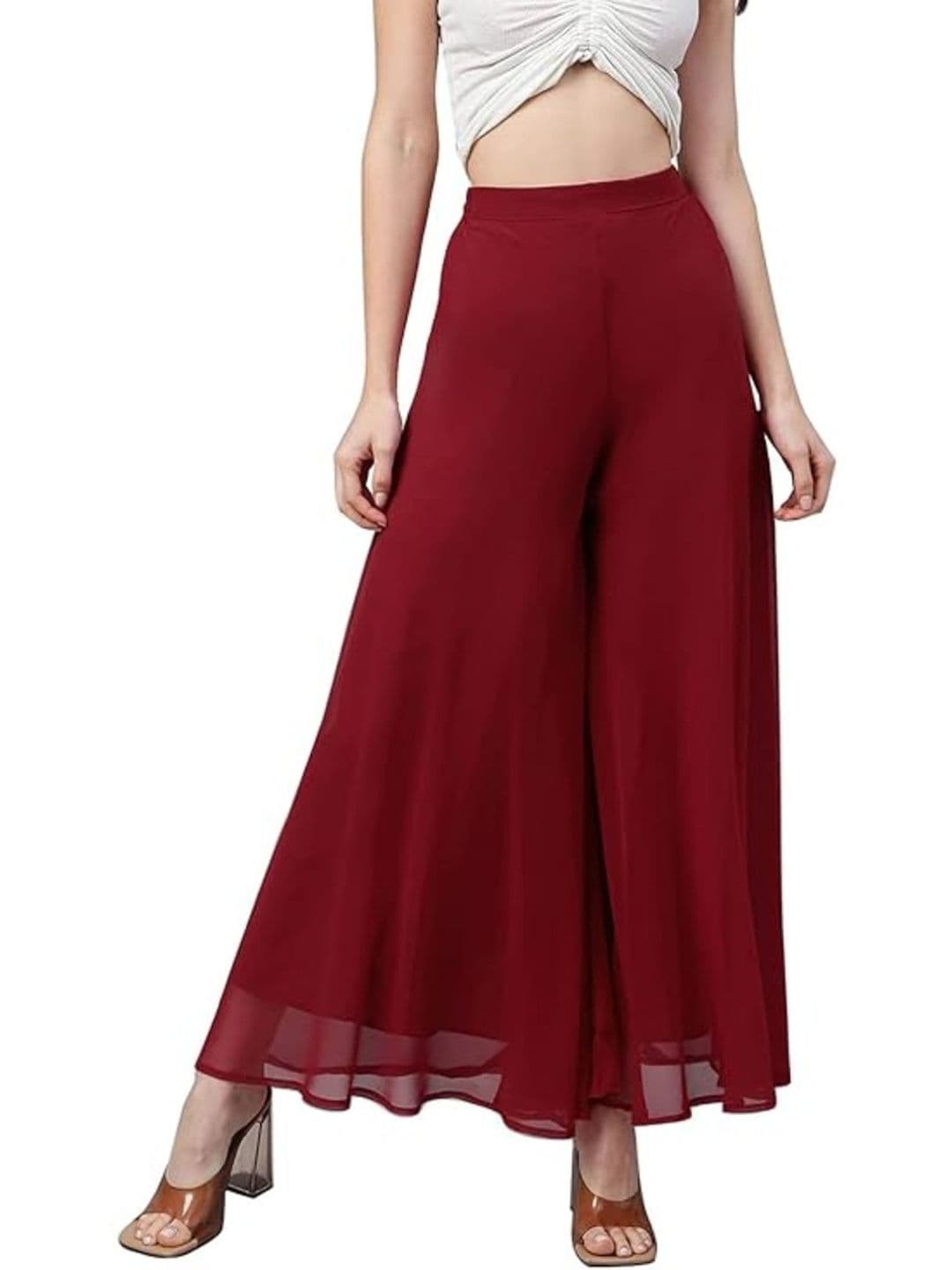ERUDITE CLUB Women 2 Flared Georgette Ethnic Palazzos - view 1