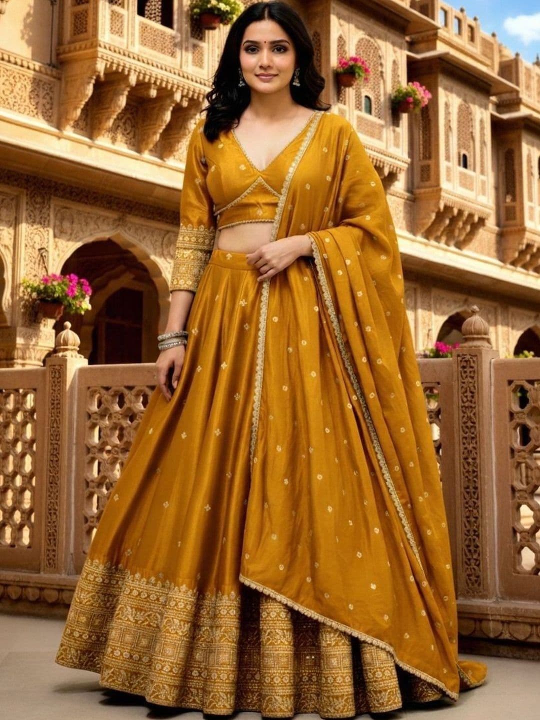 REELOVE FACTORY Embellished Ready to Wear Lehenga & Blouse With Dupatta - view 1