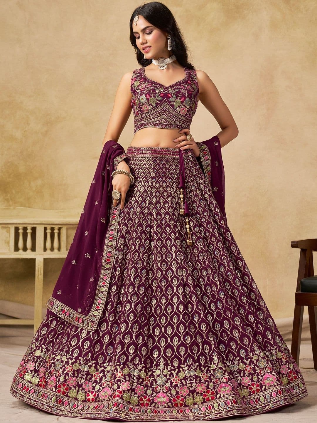 Zeel Clothing Embroidered Sequinned Semi-Stitched Lehenga & Unstitched Blouse With Dupatta - view 1