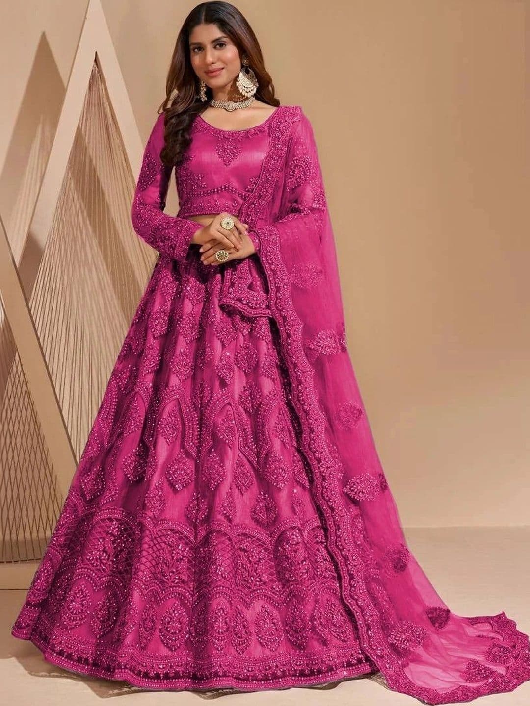 UDBHAV EXPORT Embellished Sequinned Semi-Stitched Lehenga & Unstitched Blouse With Dupatta - view 1