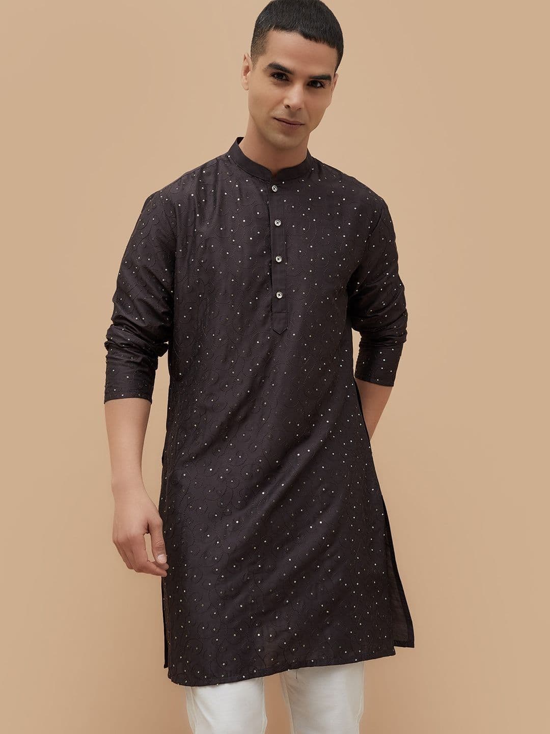 Melange by Lifestyle Men Geometric Embroidered Flared Sleeves Thread Work Kurta - view 1