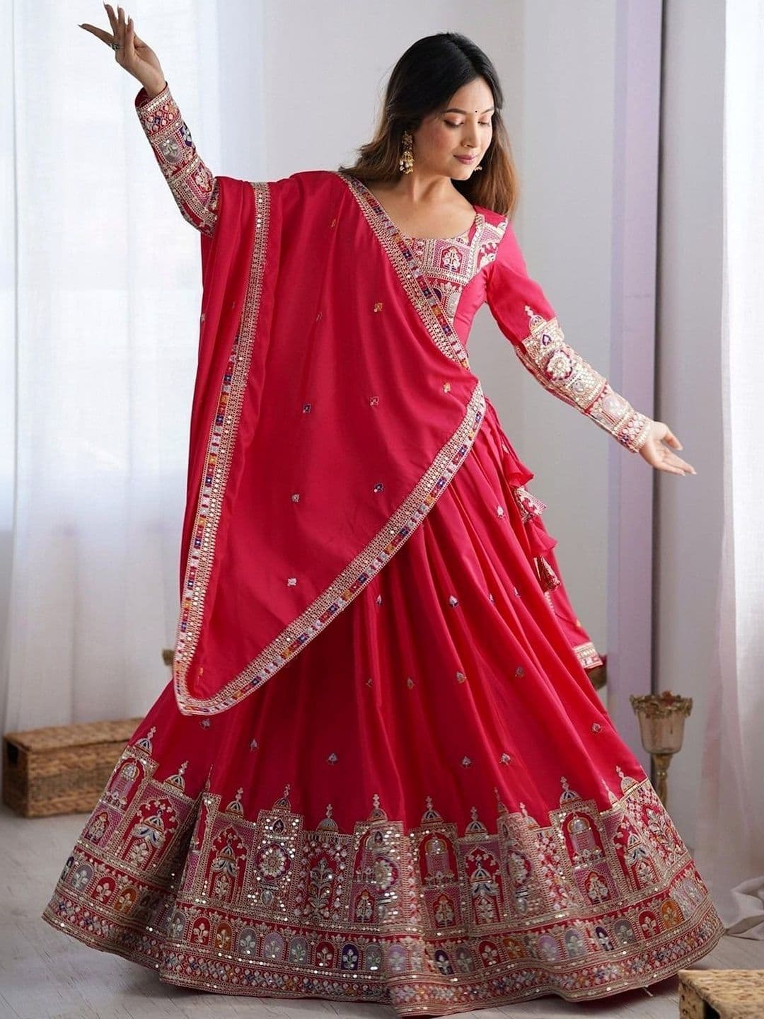REELOVE FACTORY Embellished Sequinned Semi-Stitched Lehenga & Blouse With Dupatta - view 1