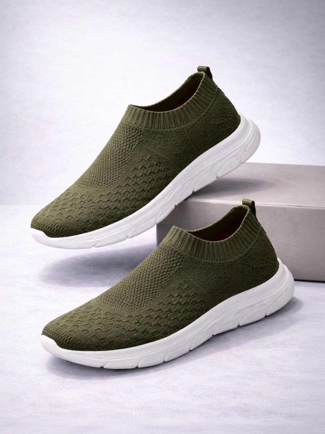 KRAASA Wooven Knit Green Textile Slip-On Walking Shoes - view 1