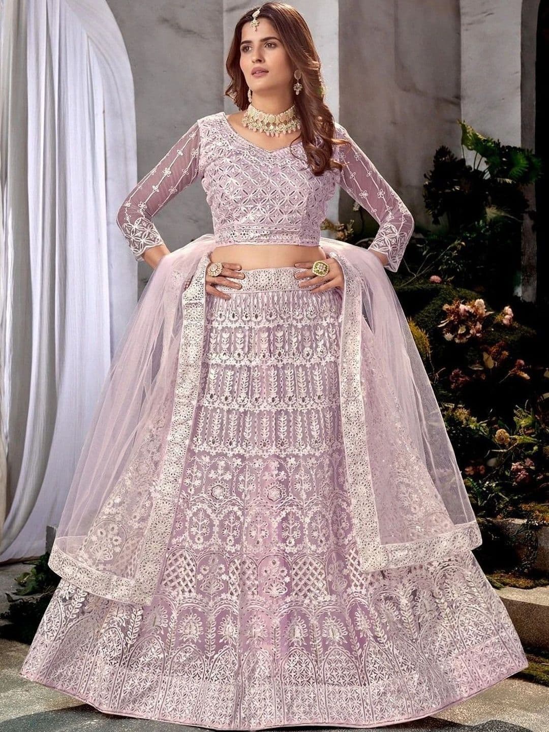 REELOVE FACTORY Embroidered Sequinned Semi-Stitched Lehenga & Blouse With Dupatta - view 1