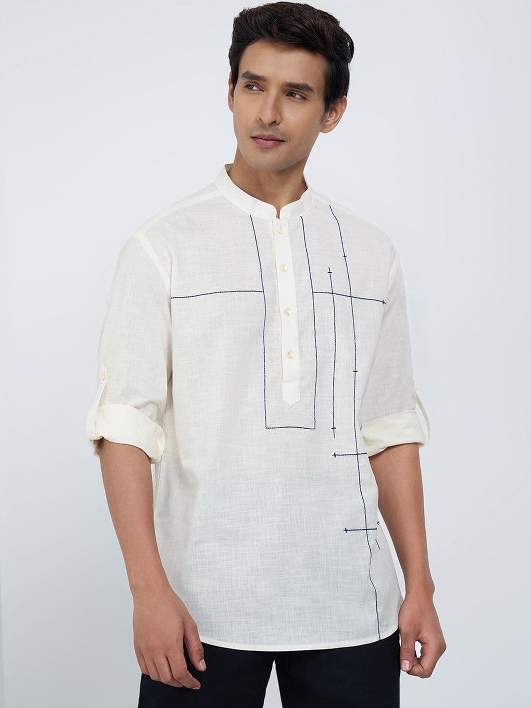 indus route by Pantaloons Men Embroidered Thread Work Kurta - view 1