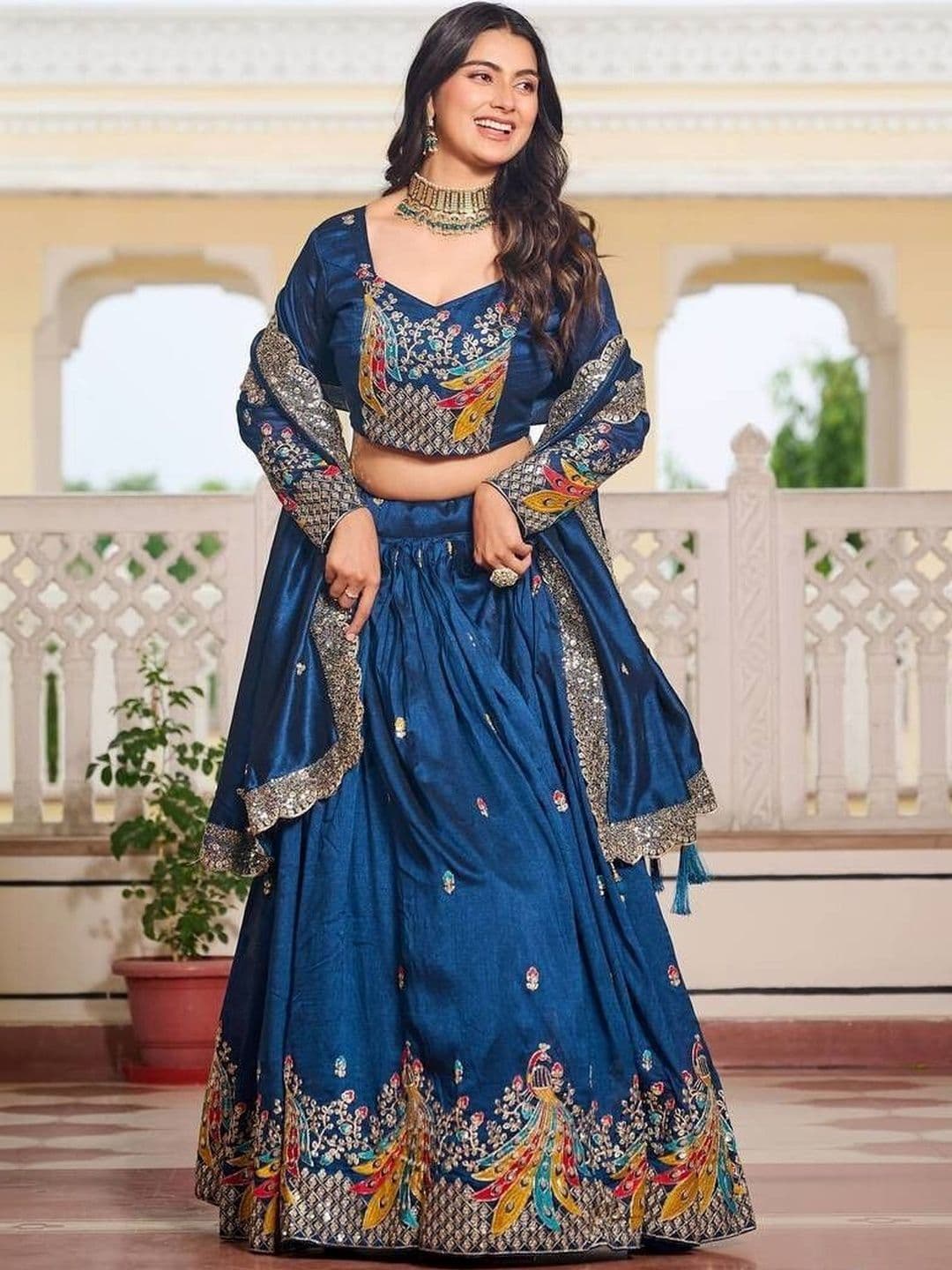 UDBHAV EXPORT Embroidered Semi-Stitched Lehenga & Blouse With Dupatta - view 1