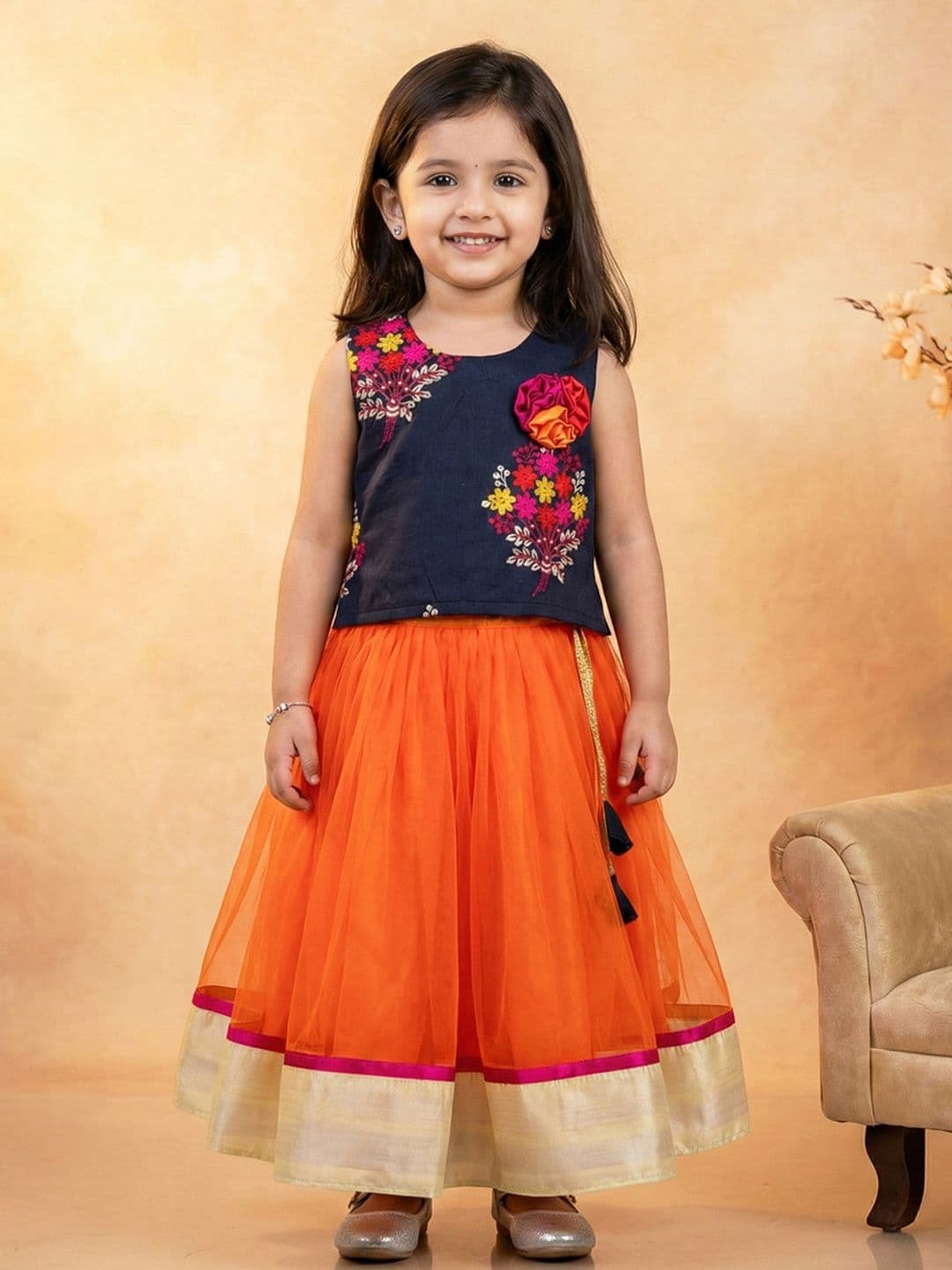 STANWELLS KIDS Girls Embroidered Thread Work Ready to Wear Lehenga & Blouse - view 1
