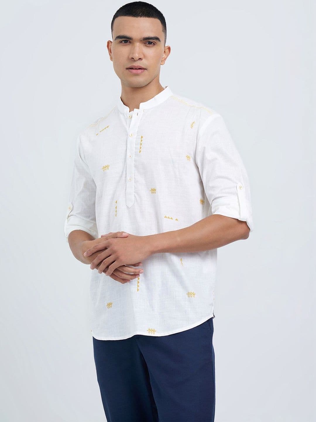 indus route by Pantaloons Men Printed Thread Work Pathani Kurta - view 1