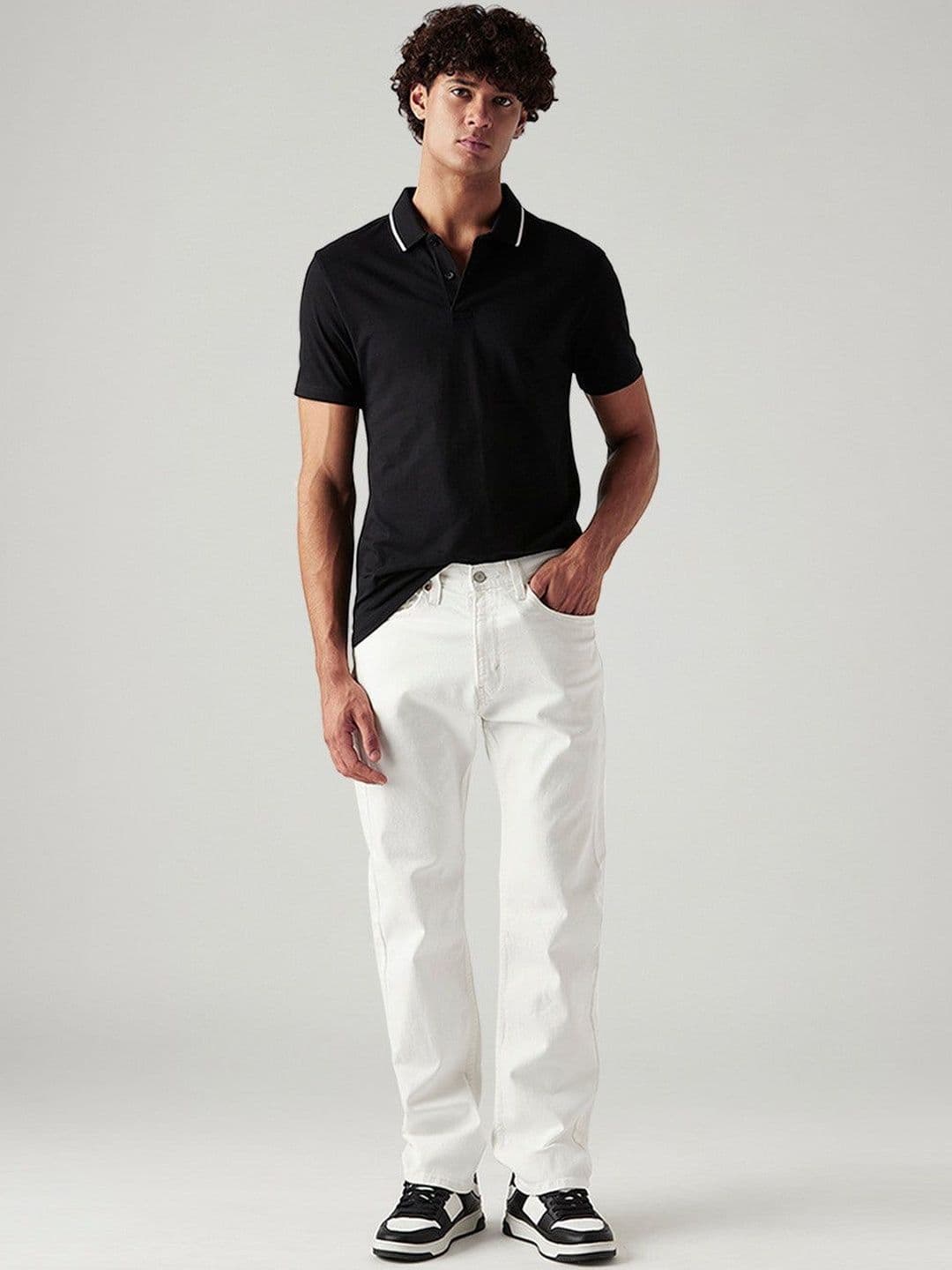 Levis Men's 505 White Straight Fit Mid Rise Jeans - view 1