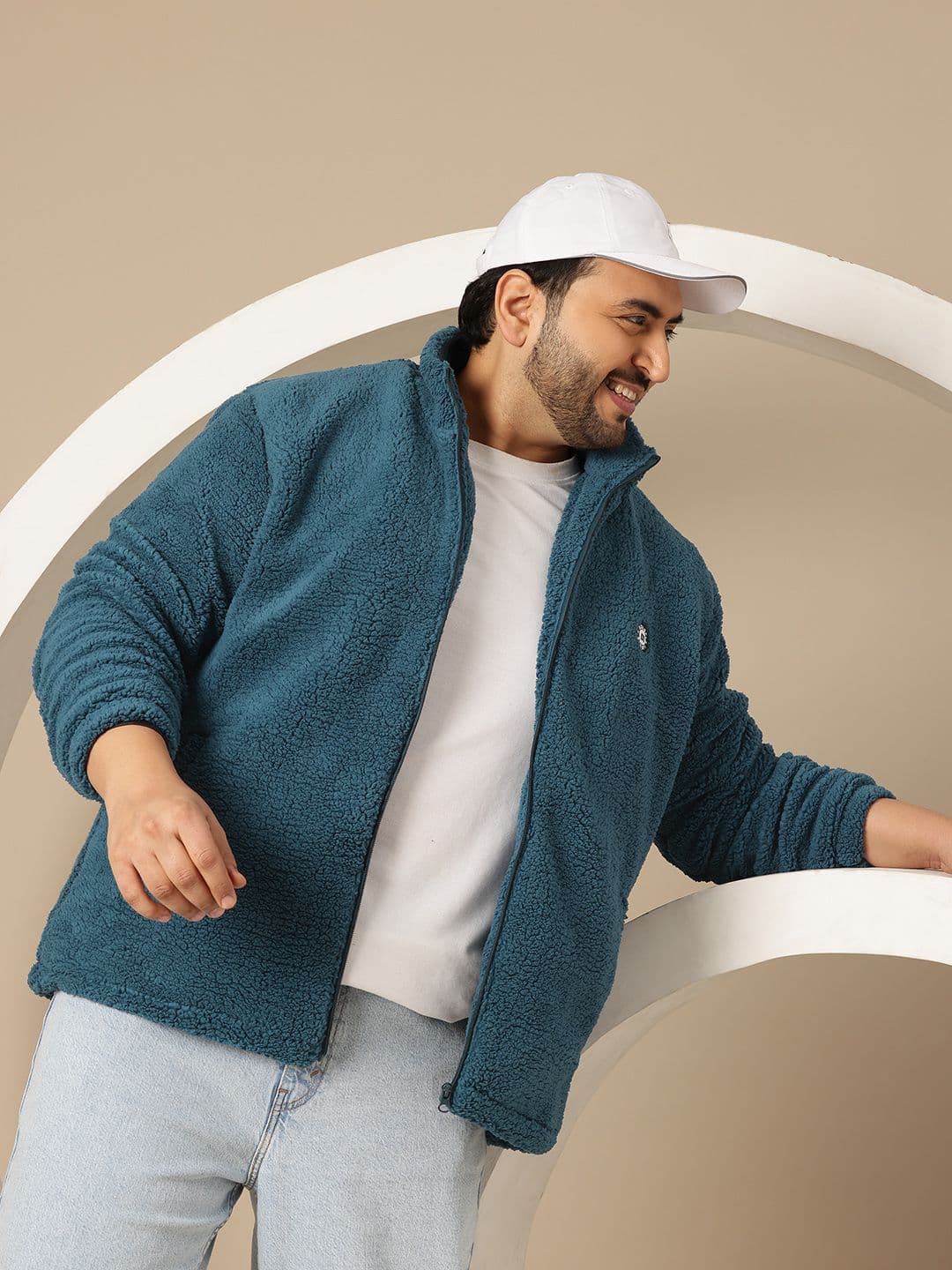 Sztori Plus Size Mock Collar Fleece Sherpa Jacket - view 1