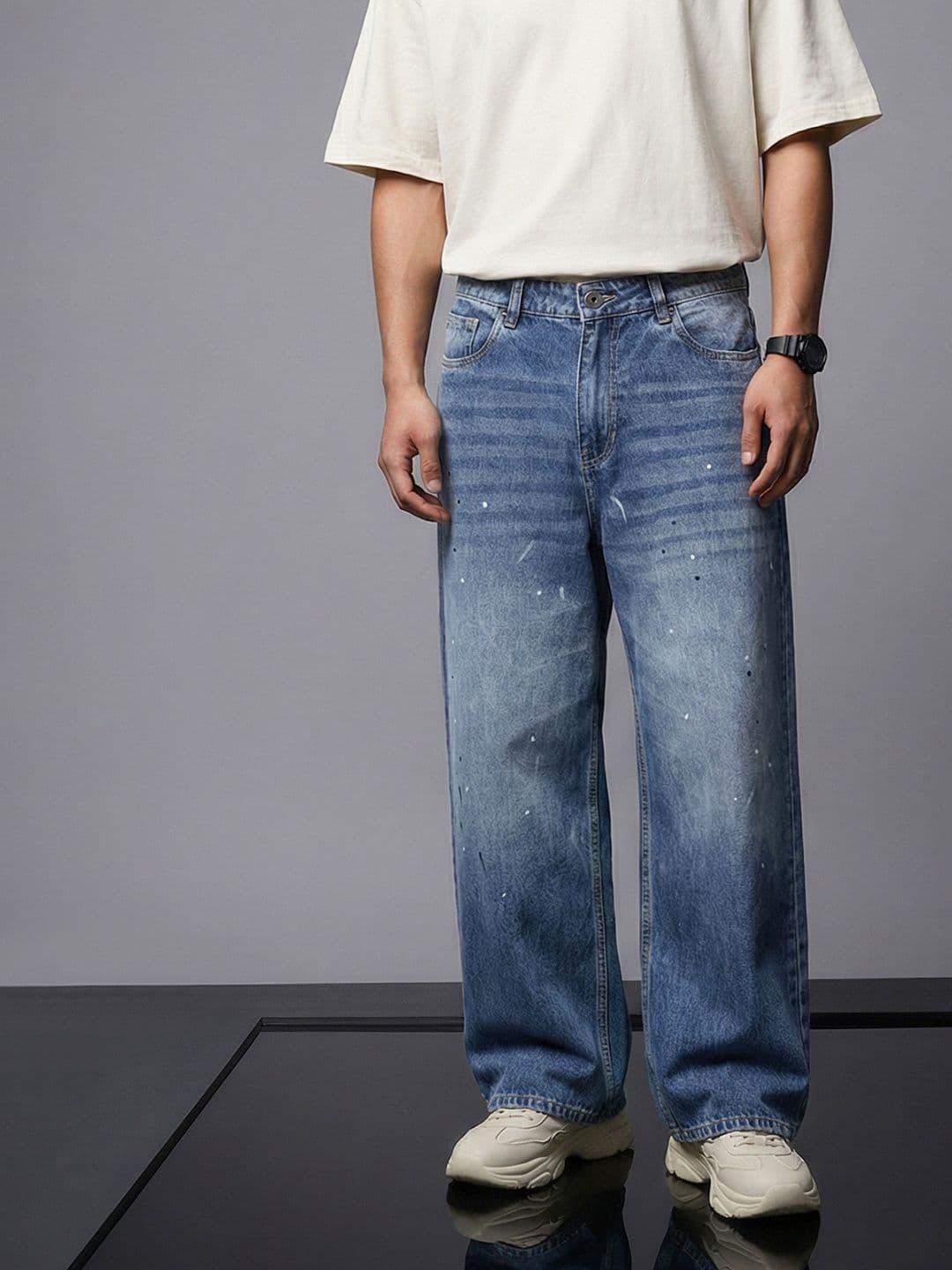 SOKO STREET Men Pure Cotton Oversized Fit Printed Light Fade Jeans - view 1