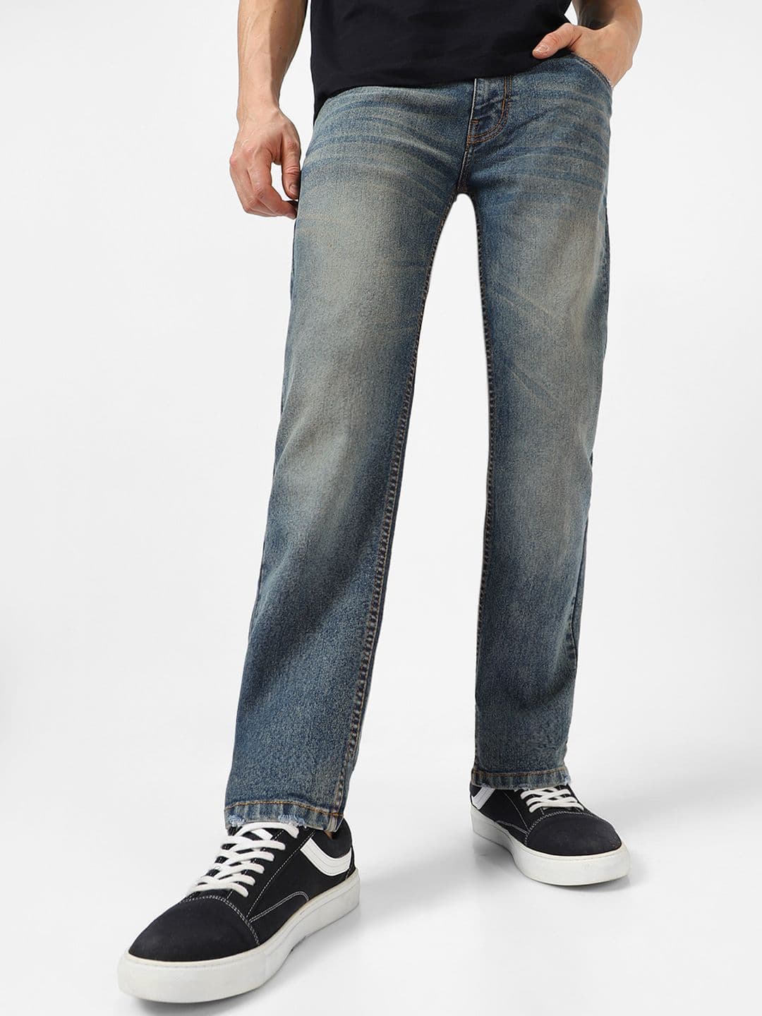 Urbano Fashion Men Blue Regular Fit Washed Stretchable Cotton Jeans - view 1