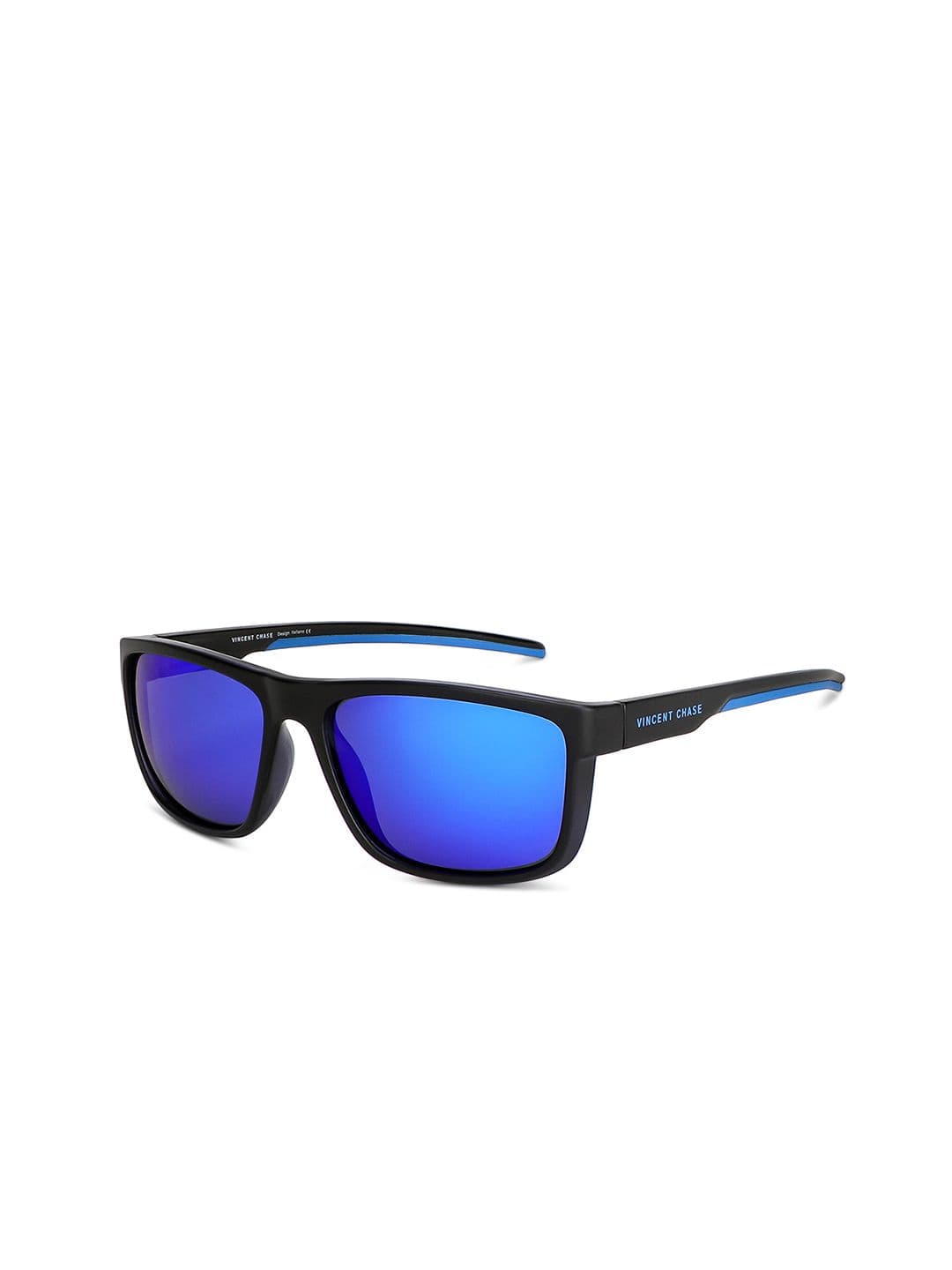Vincent Chase by Lenskart Unisex Blue Lens & Black Sports Sunglasses with Polarised Lens - view 1