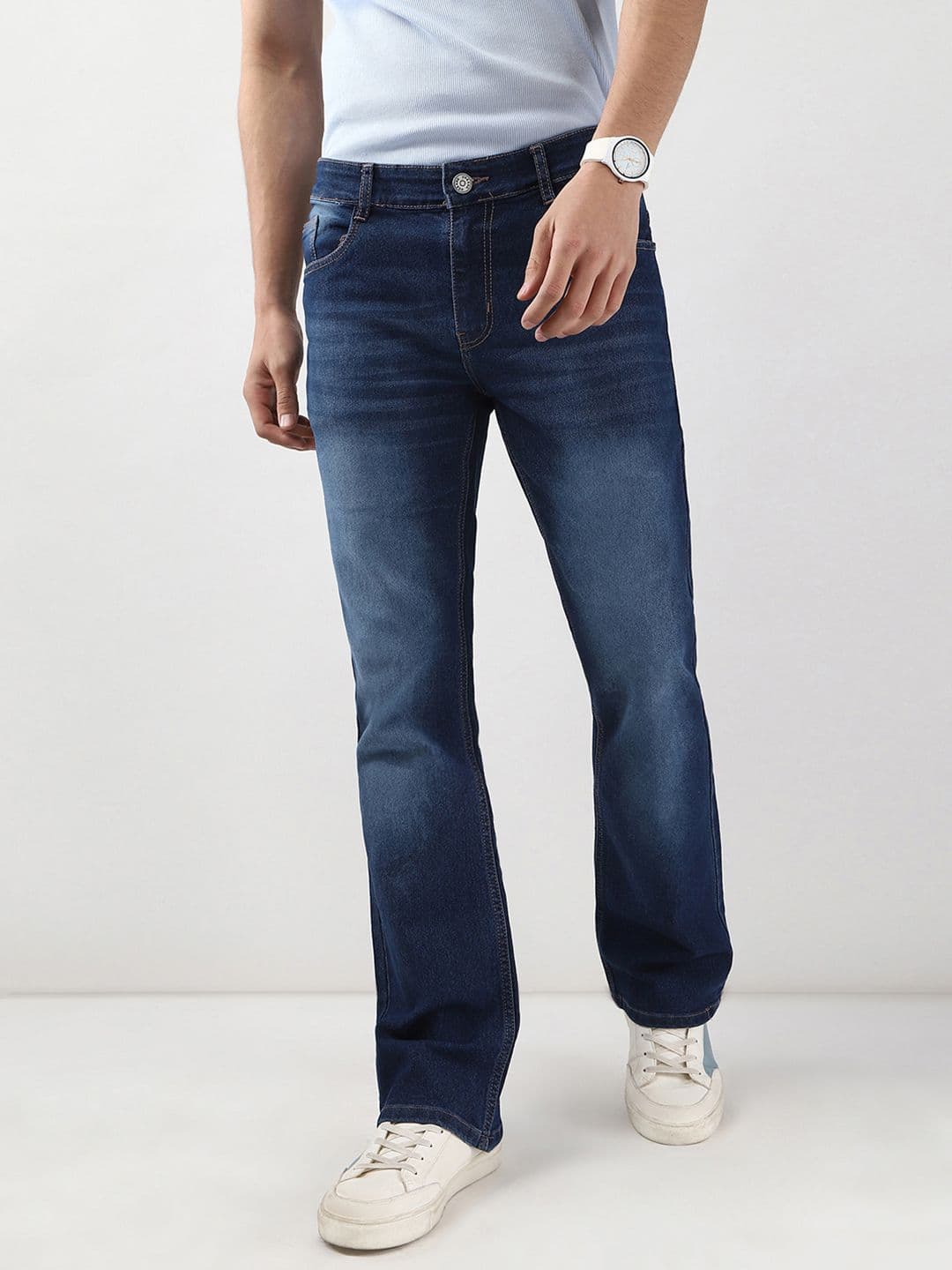 Urbano Fashion Men Mid Rise Heavy Fade Stretchable Bootcut Jeans - view 1