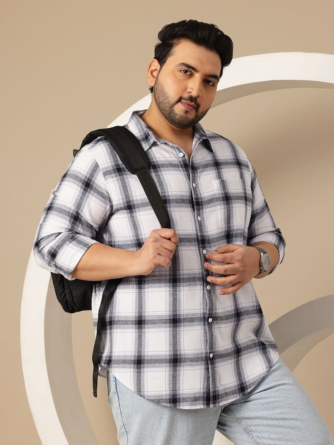 Sztori Plus Size Tartan Checks Pure Cotton Casual Shirt - view 1