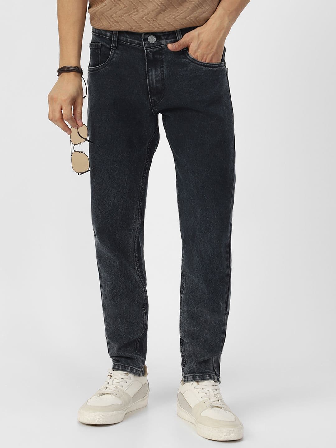 Urbano Fashion Men Washed Grey Clean Look Mid-Rise Stretchable Regular Fit Jeans - view 1