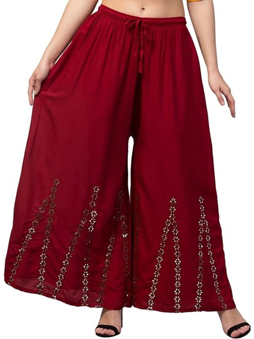 AFFLEON Women Ethnic Motifs Embellished Flared Ethnic Palazzos - view 1