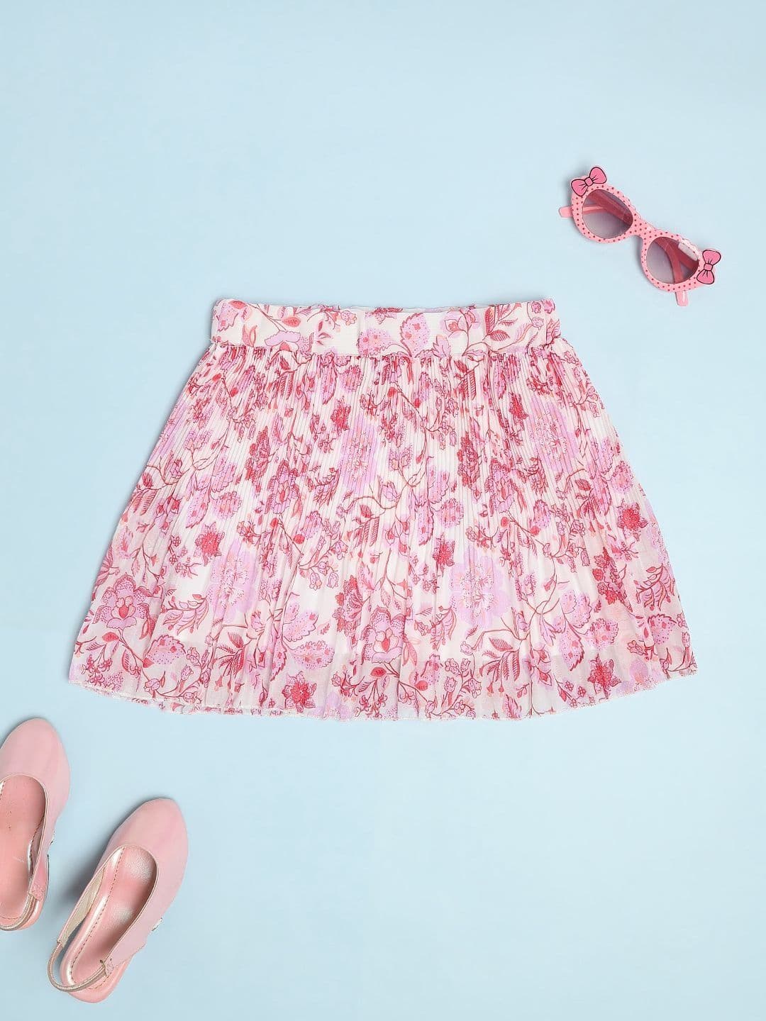 V-Mart Girls Printed Cotton Knee Length Flared Skirts - view 1