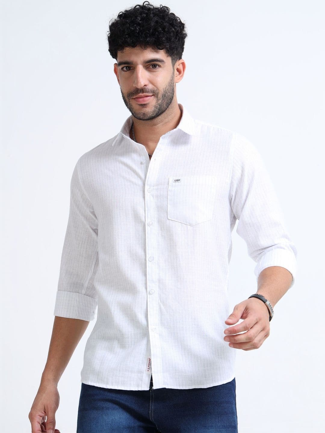 U.S. PITCHERS Men Modern Slim Fit Striped Casual Shirt - view 1