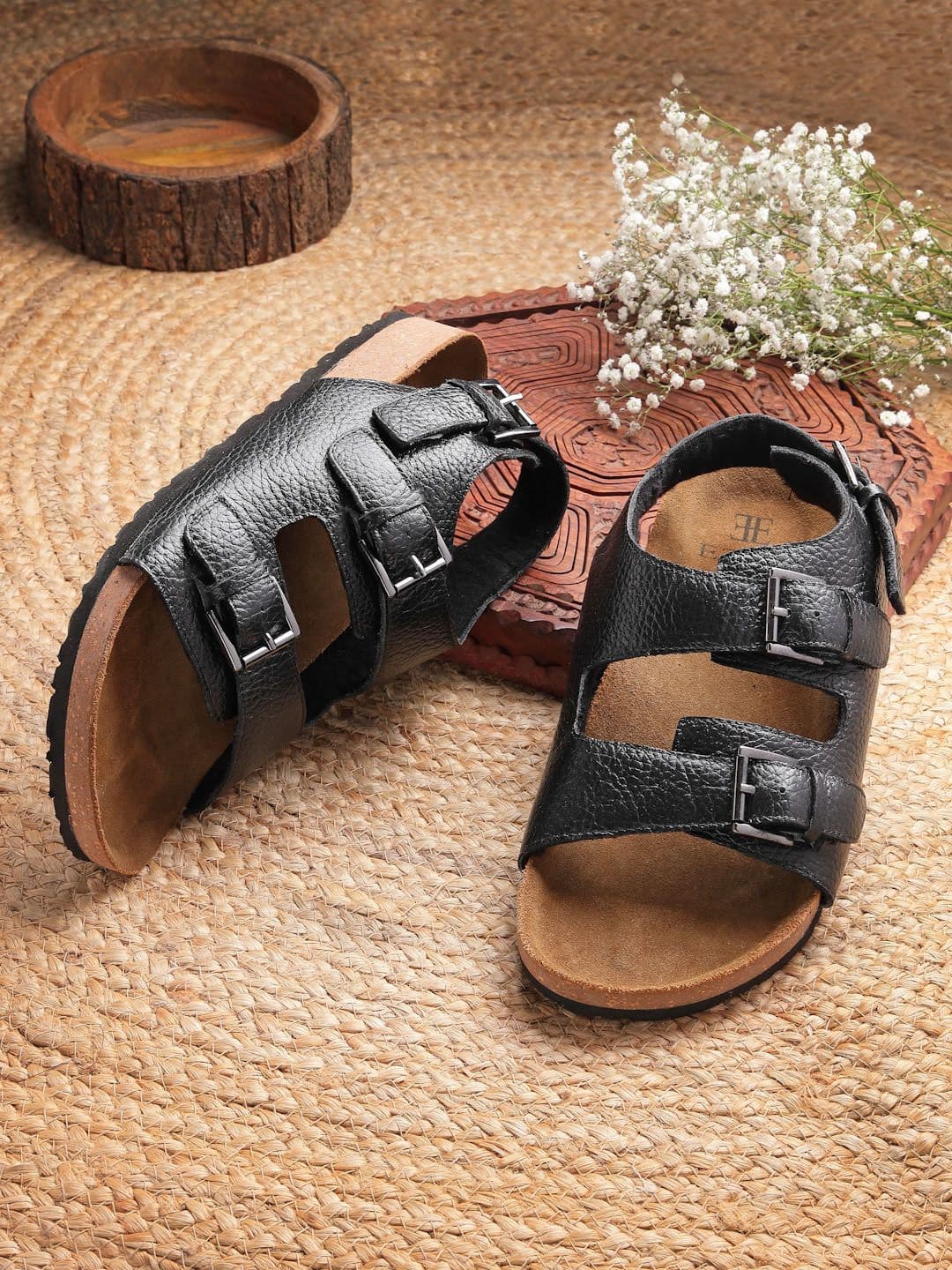 EZOK Men Buckle Detailed Leather Comfort Sandals - view 1