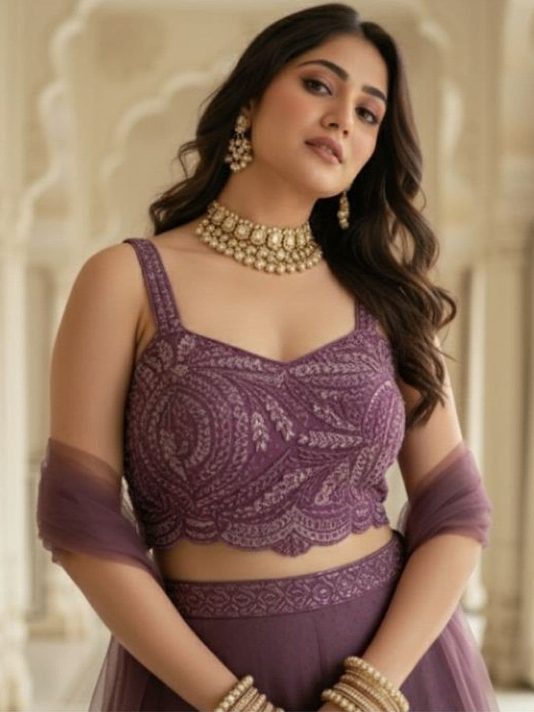 MARC LOUIS Embellished Sequinned Ready to Wear Lehenga & Blouse With Dupatta - view 1