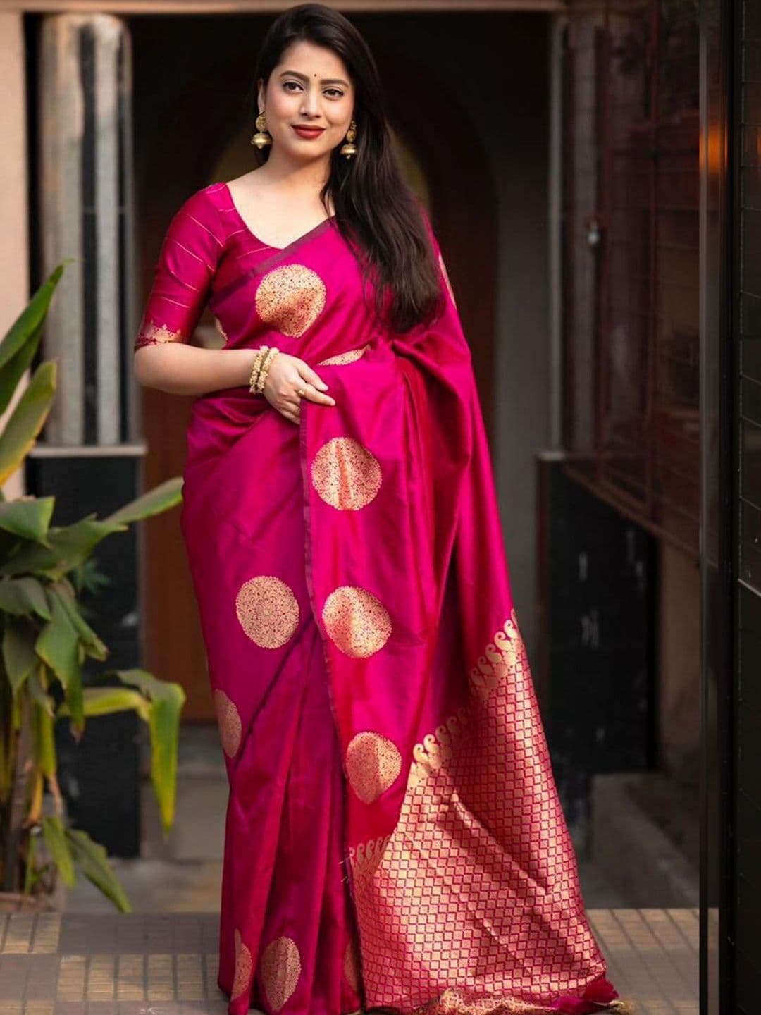 Varanga Woven Design Zari Silk Blend Mysore Silk Saree - view 1