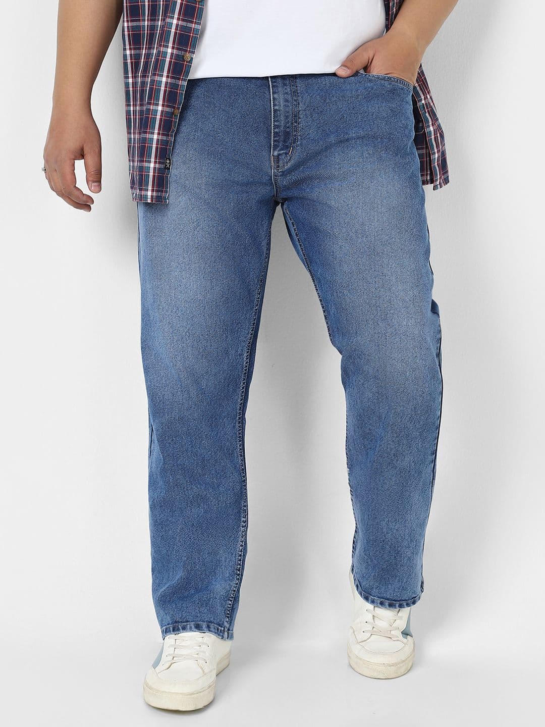 Urbano Plus Men's Blue Straight Fit Heavy Washed Jeans Stretchable - view 1