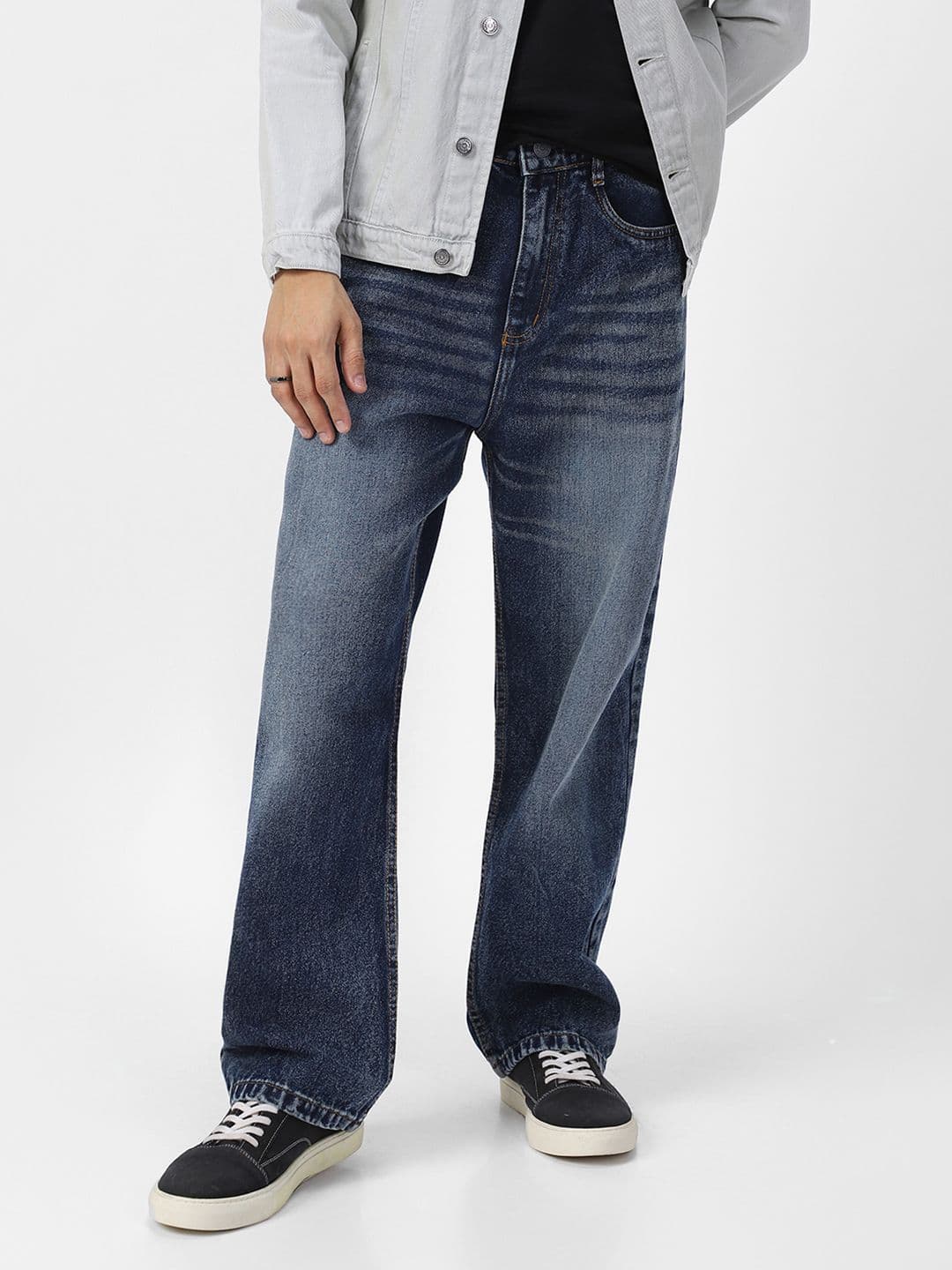 Urbano Fashion Men Loose Relaxed Fit Heavy Fade Jeans