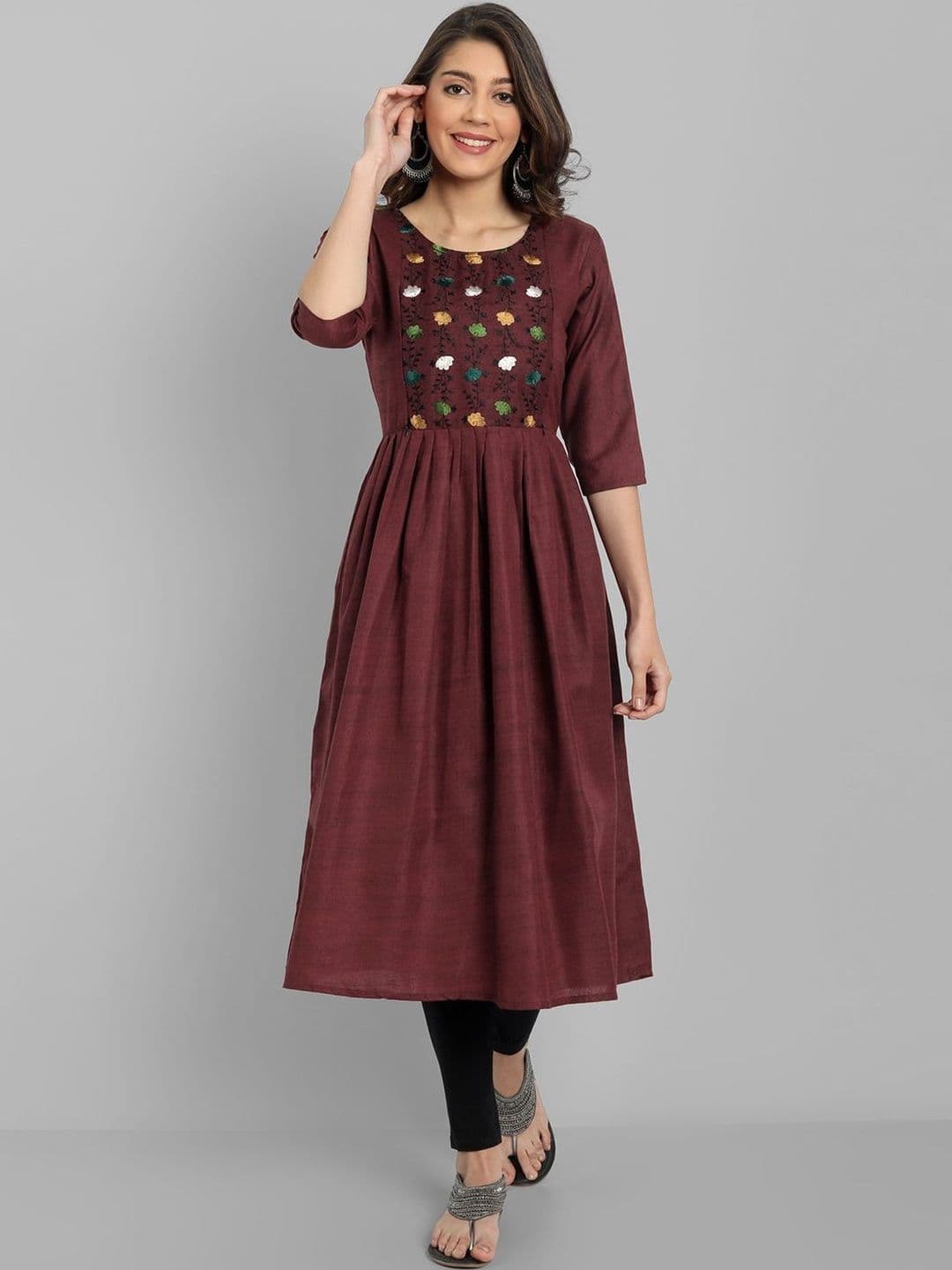 Fabriza Women Floral Embroidered Floral Maternity Anarkali Kurta - view 1