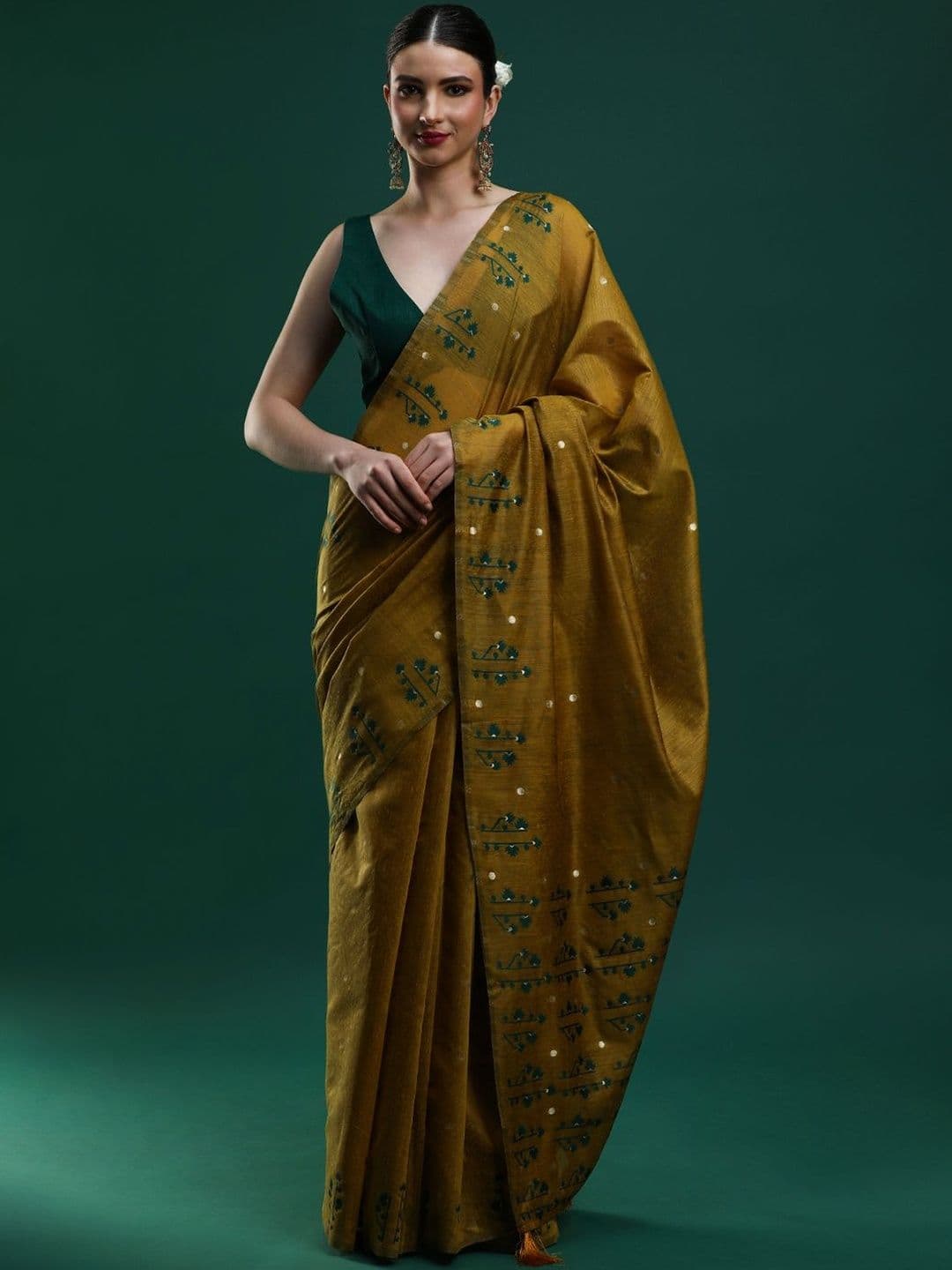 House of Pataudi Woven Designed Muga Sarees - view 1