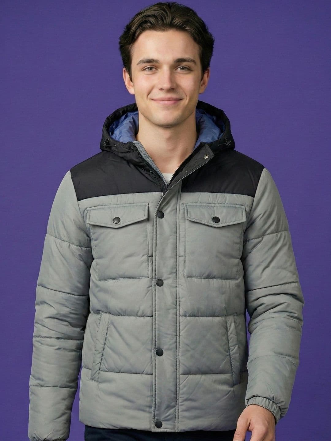 The Roadster Lifestyle Co Colourblocked Hooded Padded Jacket Jackets - view 1