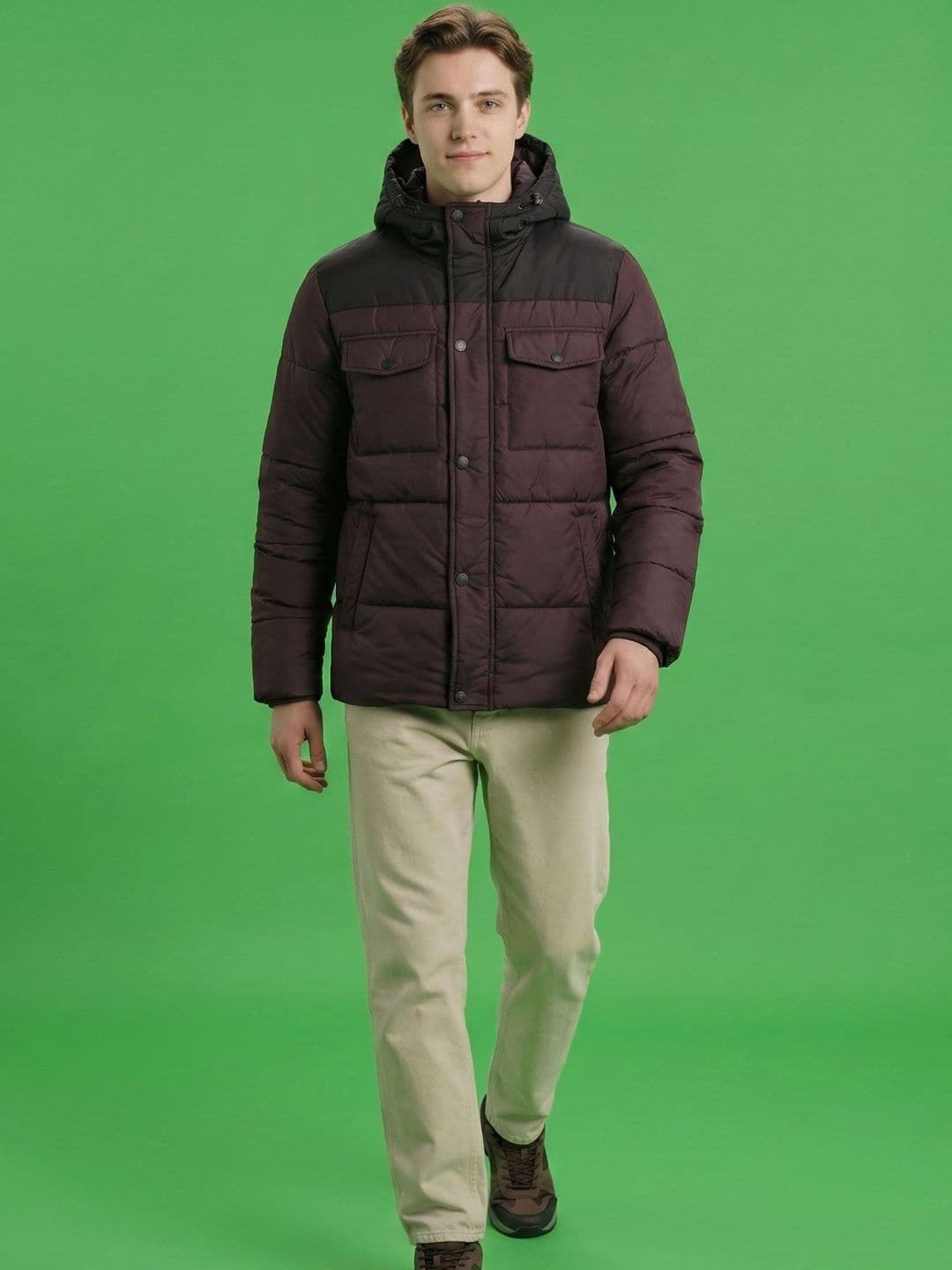 The Roadster Lifestyle Co Colourblocked Polyester Hooded Padded Jacket - view 1
