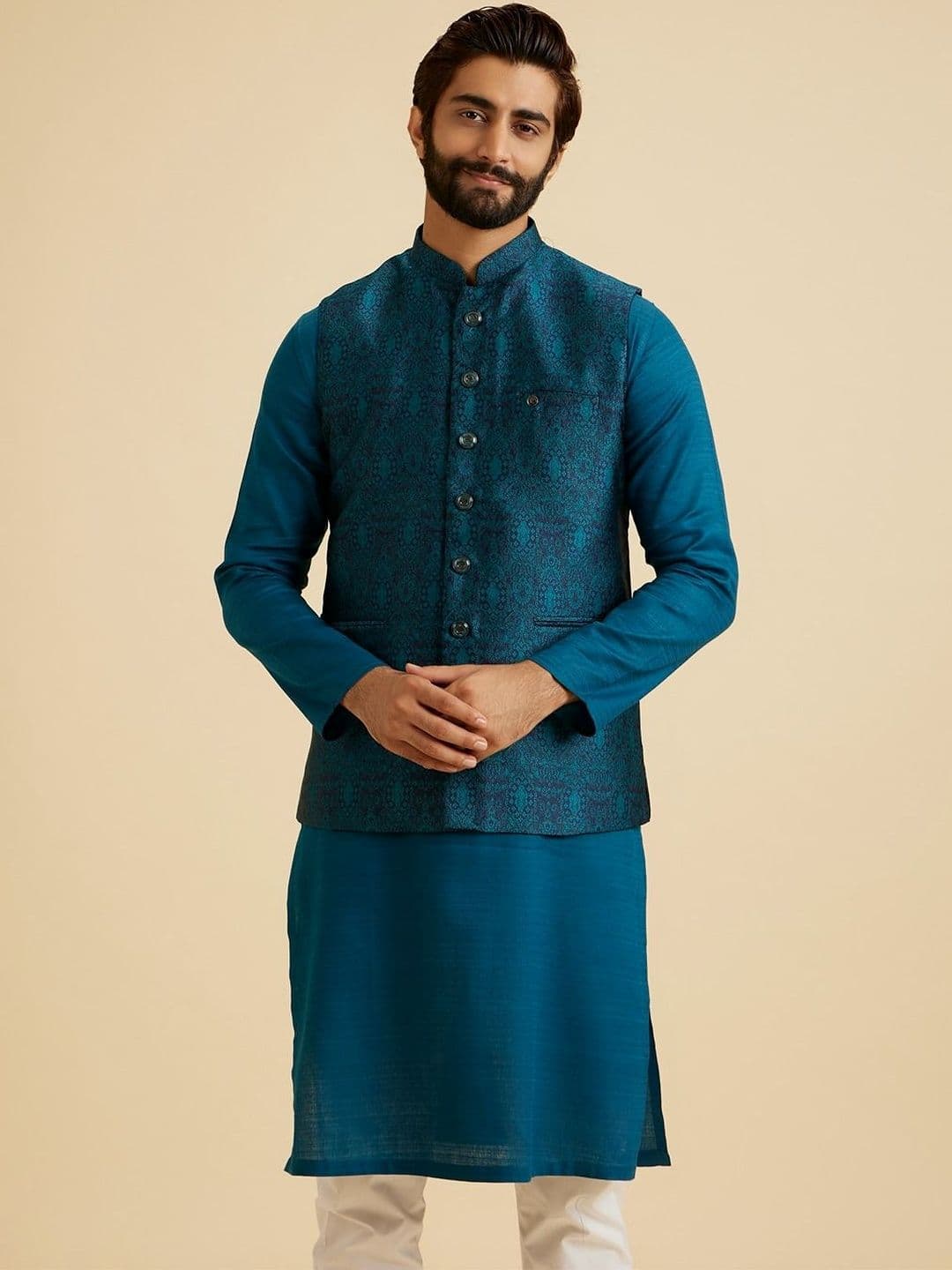 Manyavar Woven Design Nehru Jackets - view 1