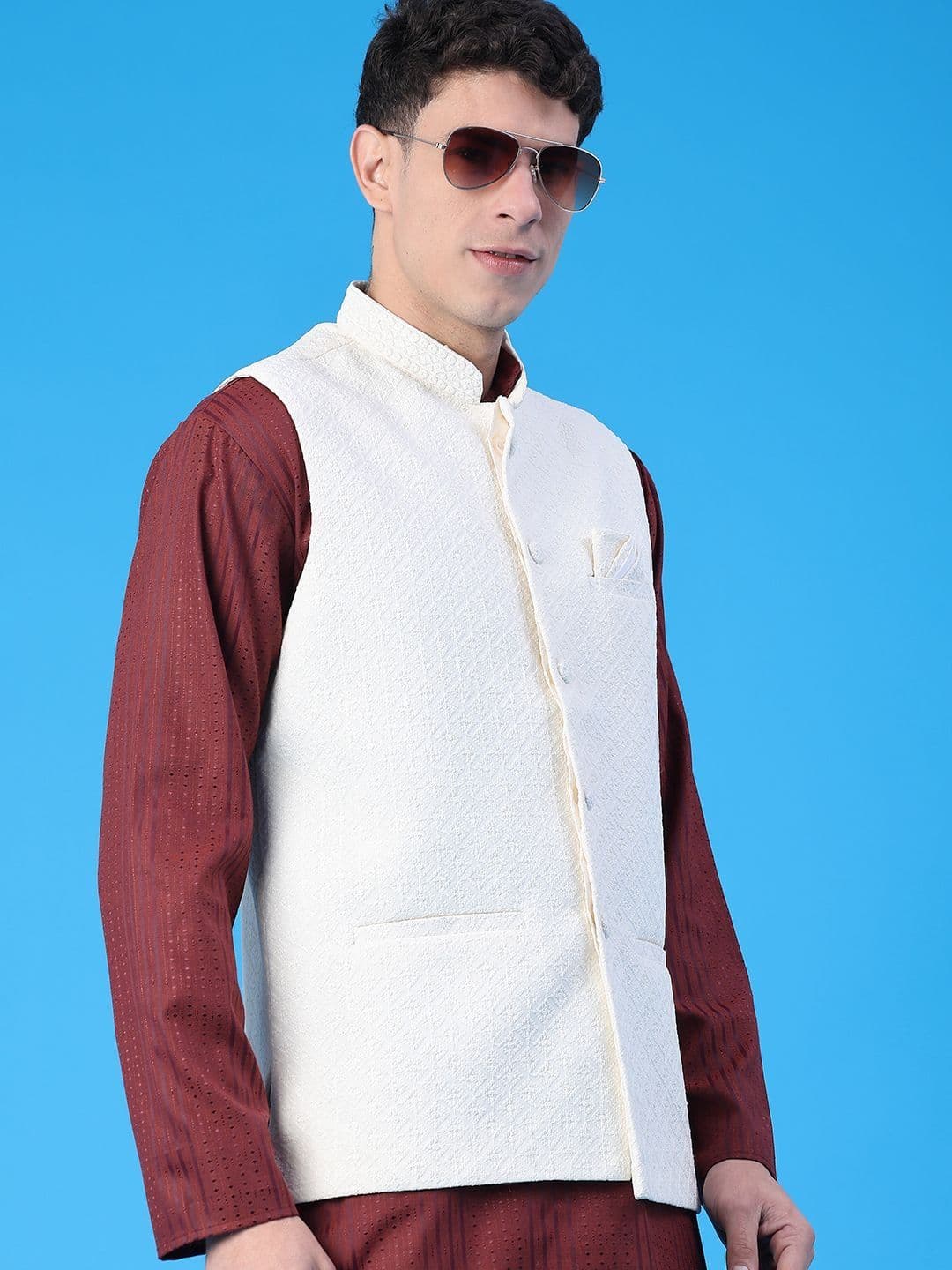 V-Mart Embroidered Mandarin Collared Nehru Jackets - view 1