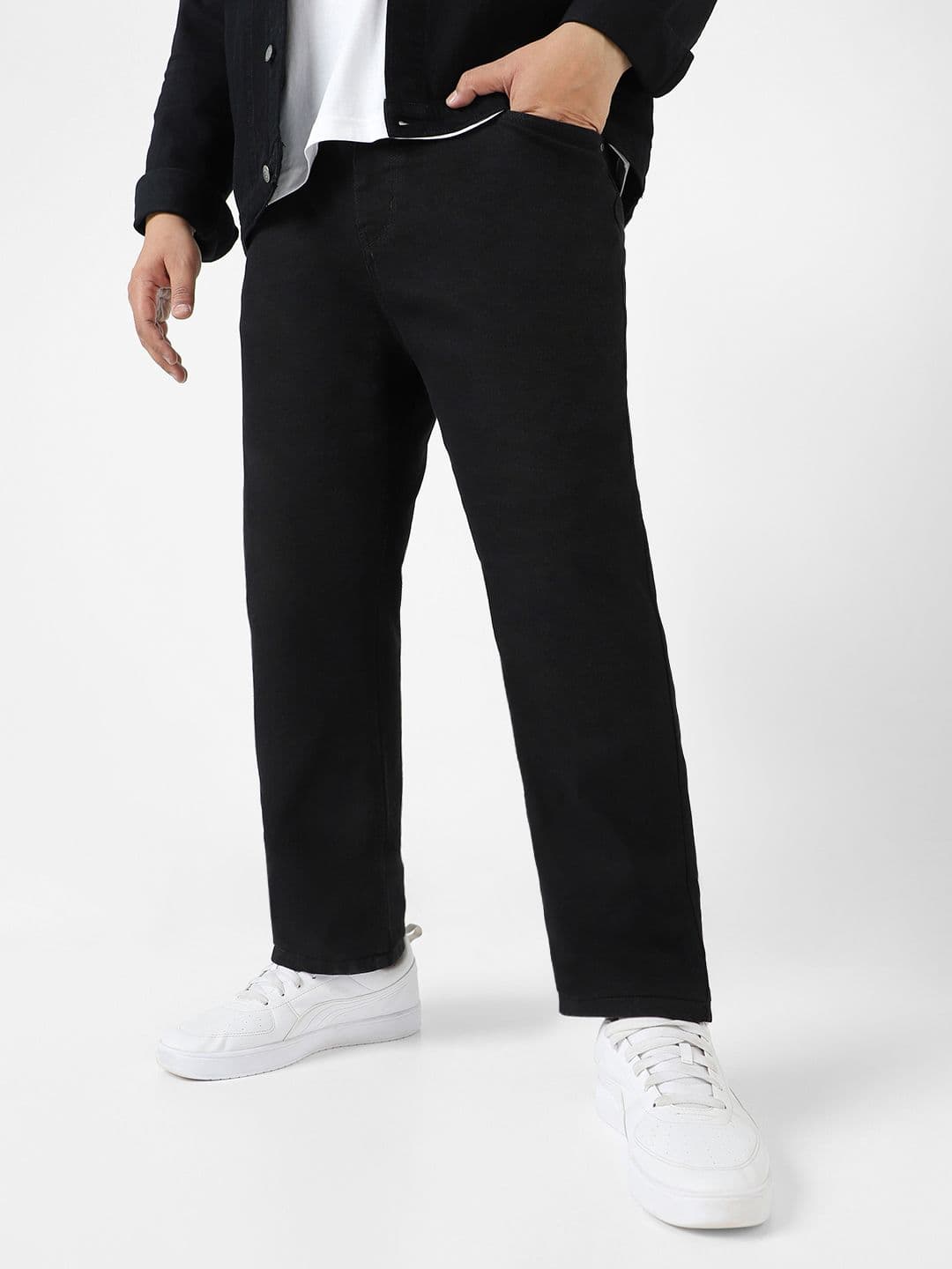 Urbano Plus Men Black & Black Regular Fit Mid-Rise Clean Look Jeans - view 1