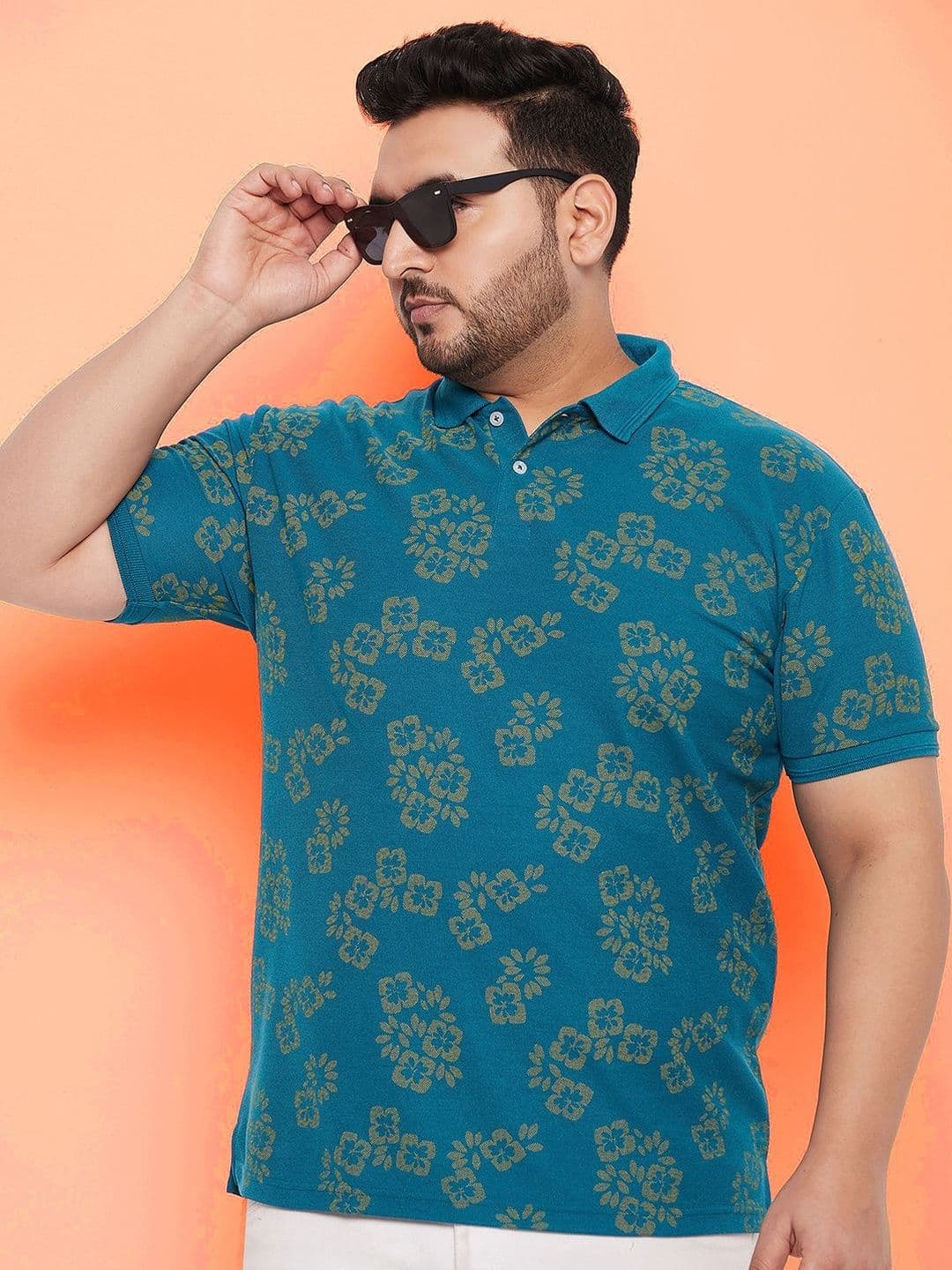 OPERATIVE Men Floral Printed Polo Collar Tropical T-shirt - view 1
