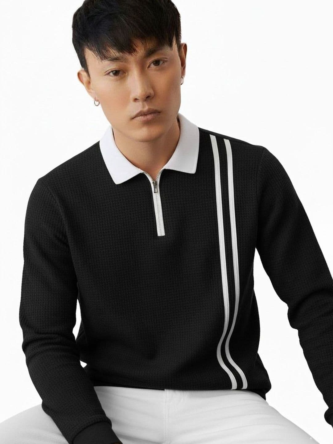 Mobox Men Striped Polo Collar T-shirt - view 1