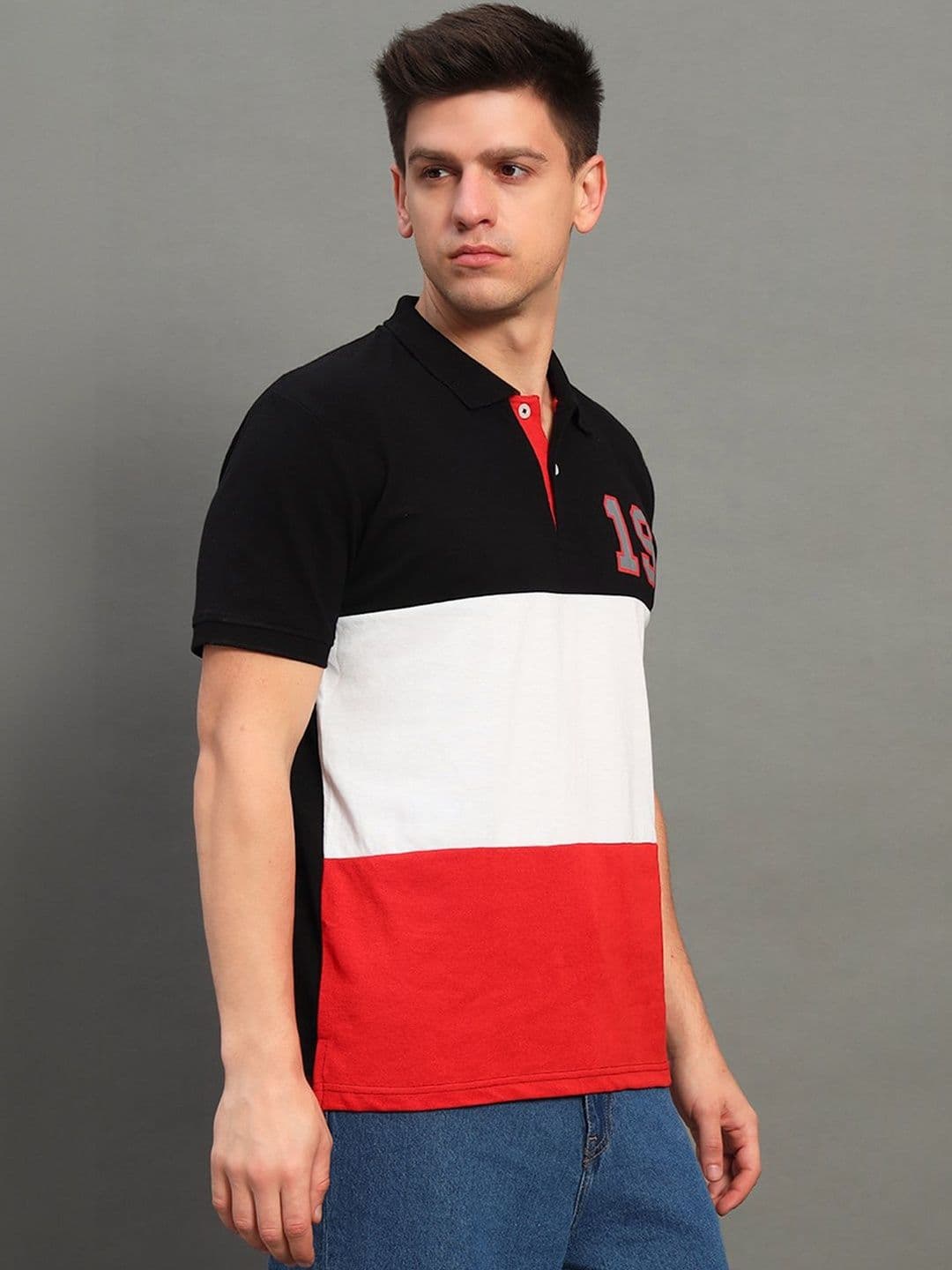 OPERATIVE Men Typography Colourblocked Polo Collar T-shirt - view 1