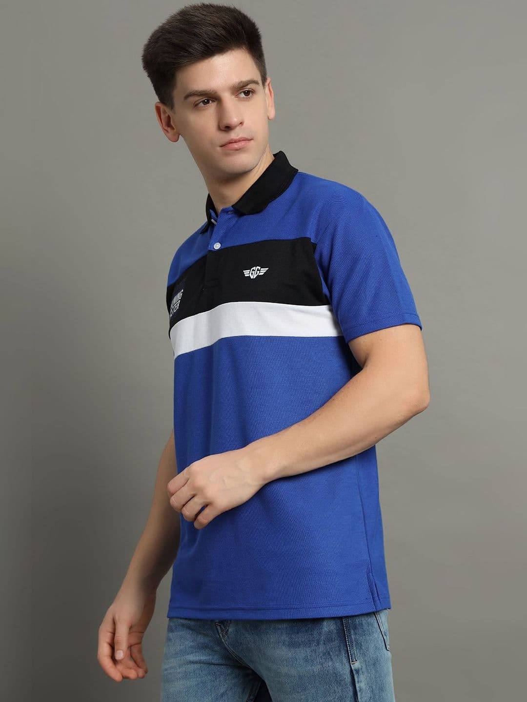 OPERATIVE Men Colourblocked Polo Collar T-shirt - view 1