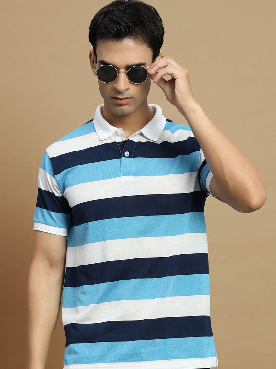OPERATIVE Men Striped Polo Collar T-shirt - view 1
