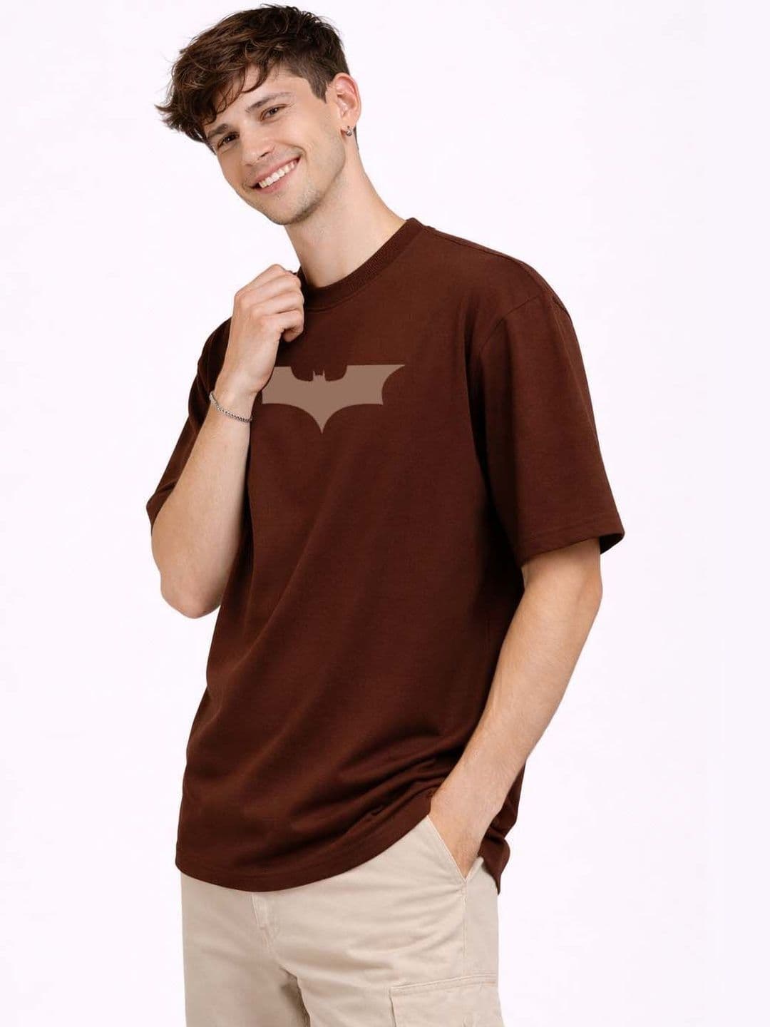 Organic Chics Men Batman Printed Pure Cotton Blend Anti Odour T-shirt - view 1